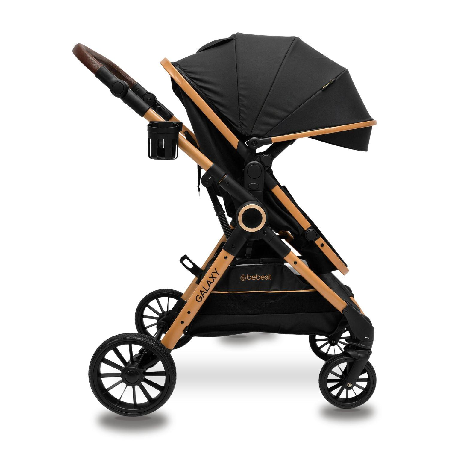 Coche Cuna Travel System Galaxy Isofix Gold Negro-3