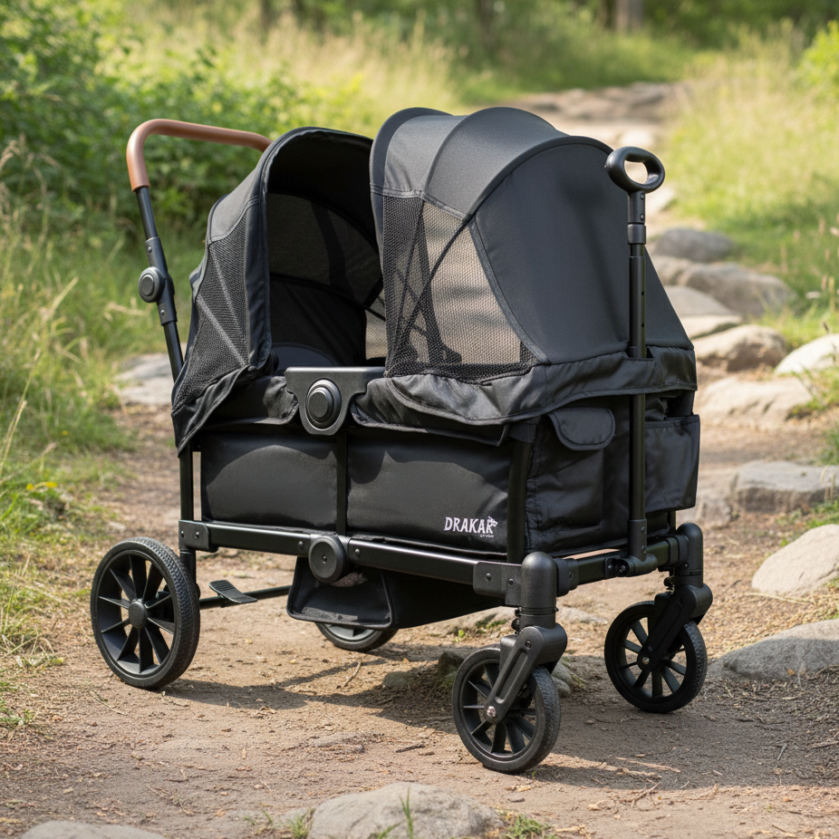 Coche y Carro de Paseo Doble Wagon Drakar Negro-6