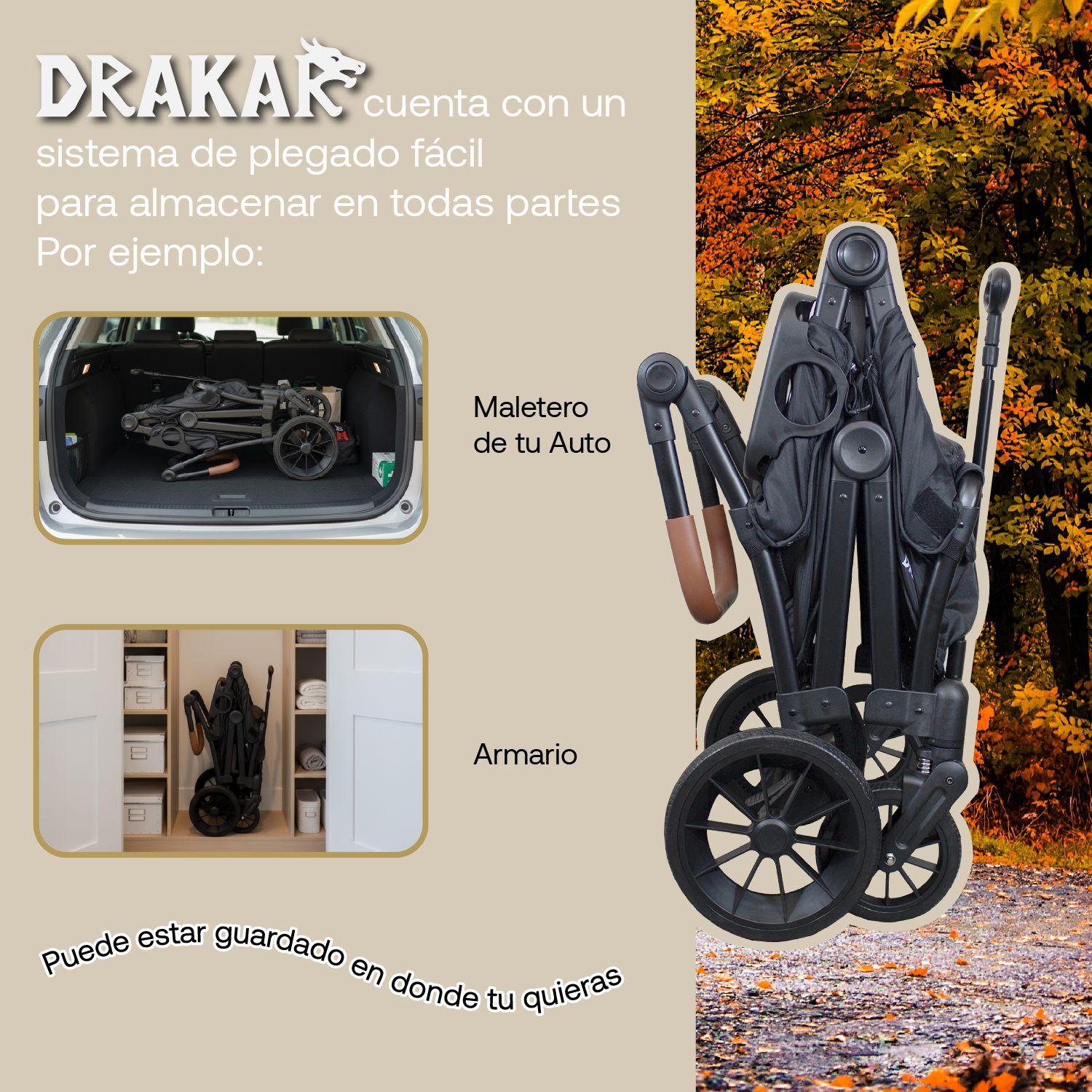 Coche y Carro de Paseo Doble Wagon Drakar Negro-8