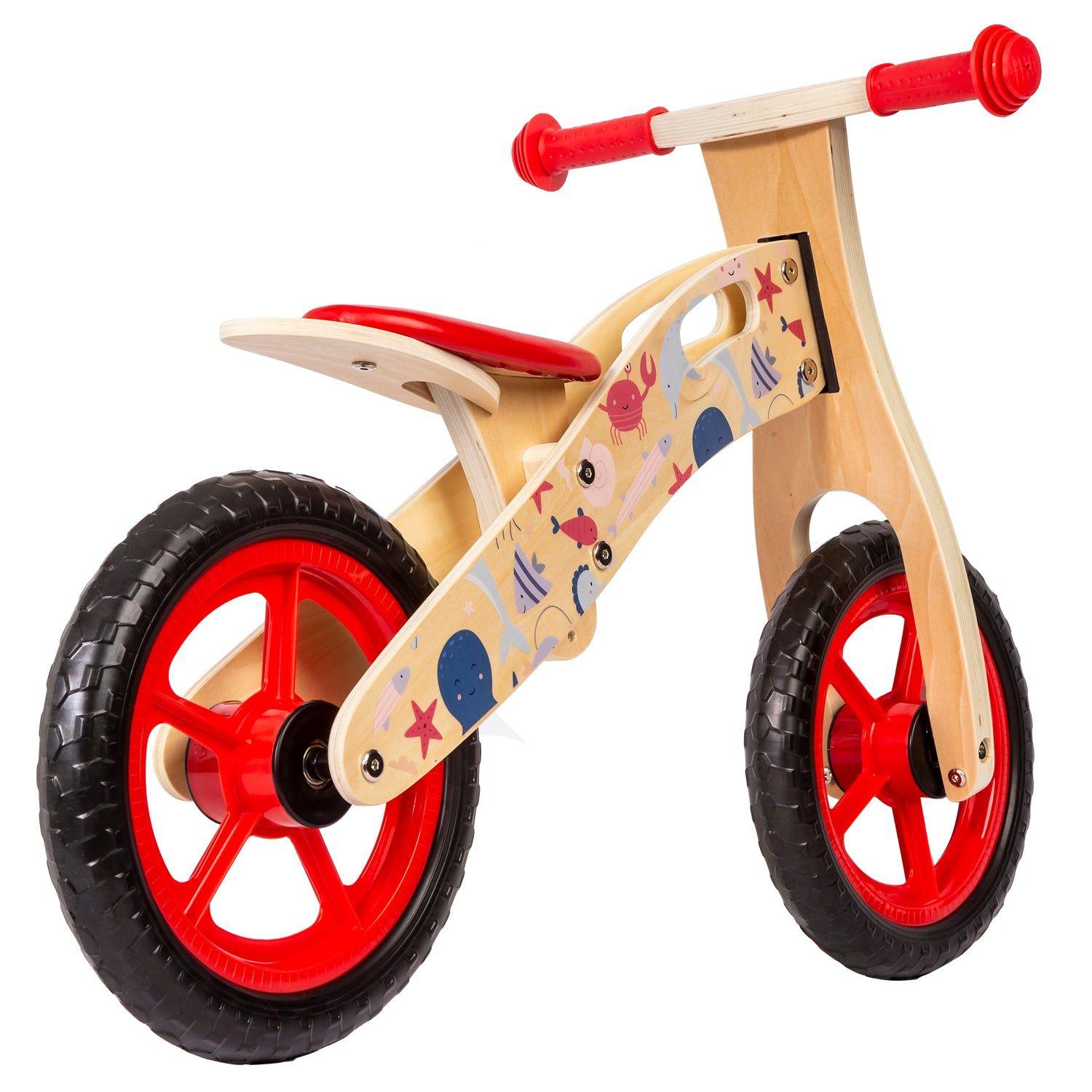 Bicicleta De Equilibrio Aprendizaje Madera Océano Rojo Bebesit-2