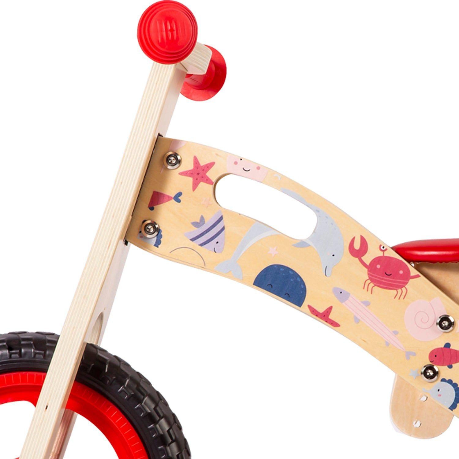Bicicleta De Equilibrio Aprendizaje Madera Océano Rojo Bebesit-3