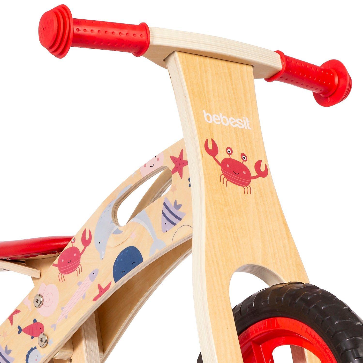 Bicicleta De Equilibrio Aprendizaje Madera Océano Rojo Bebesit-5