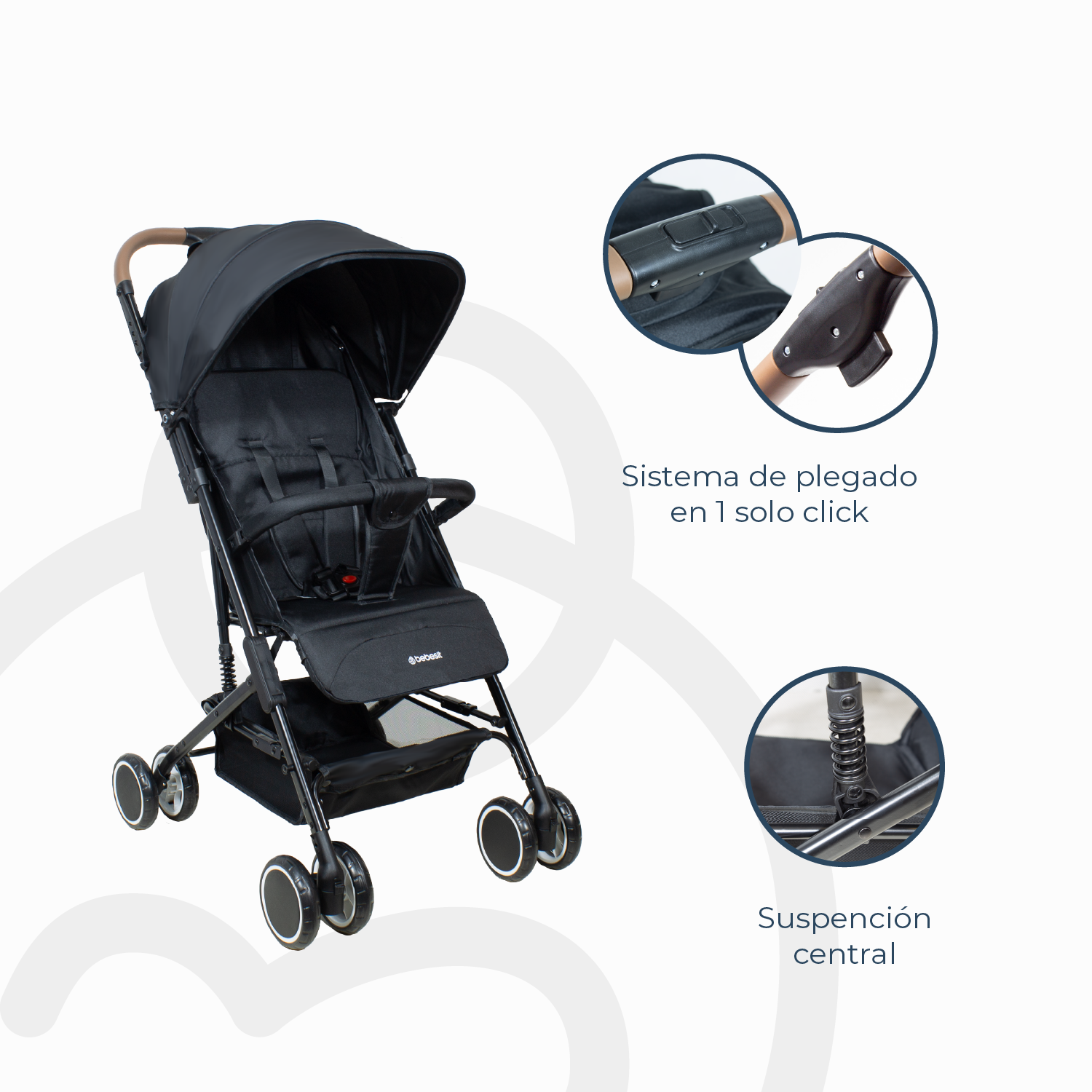Coche Paseo Maleta Sprint SX Negro-4