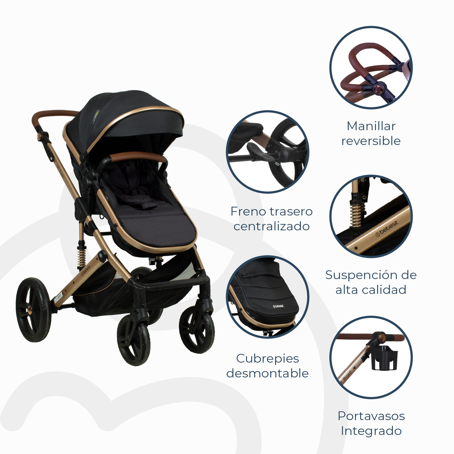 Coche Cuna Travel System Offroad Negro-6