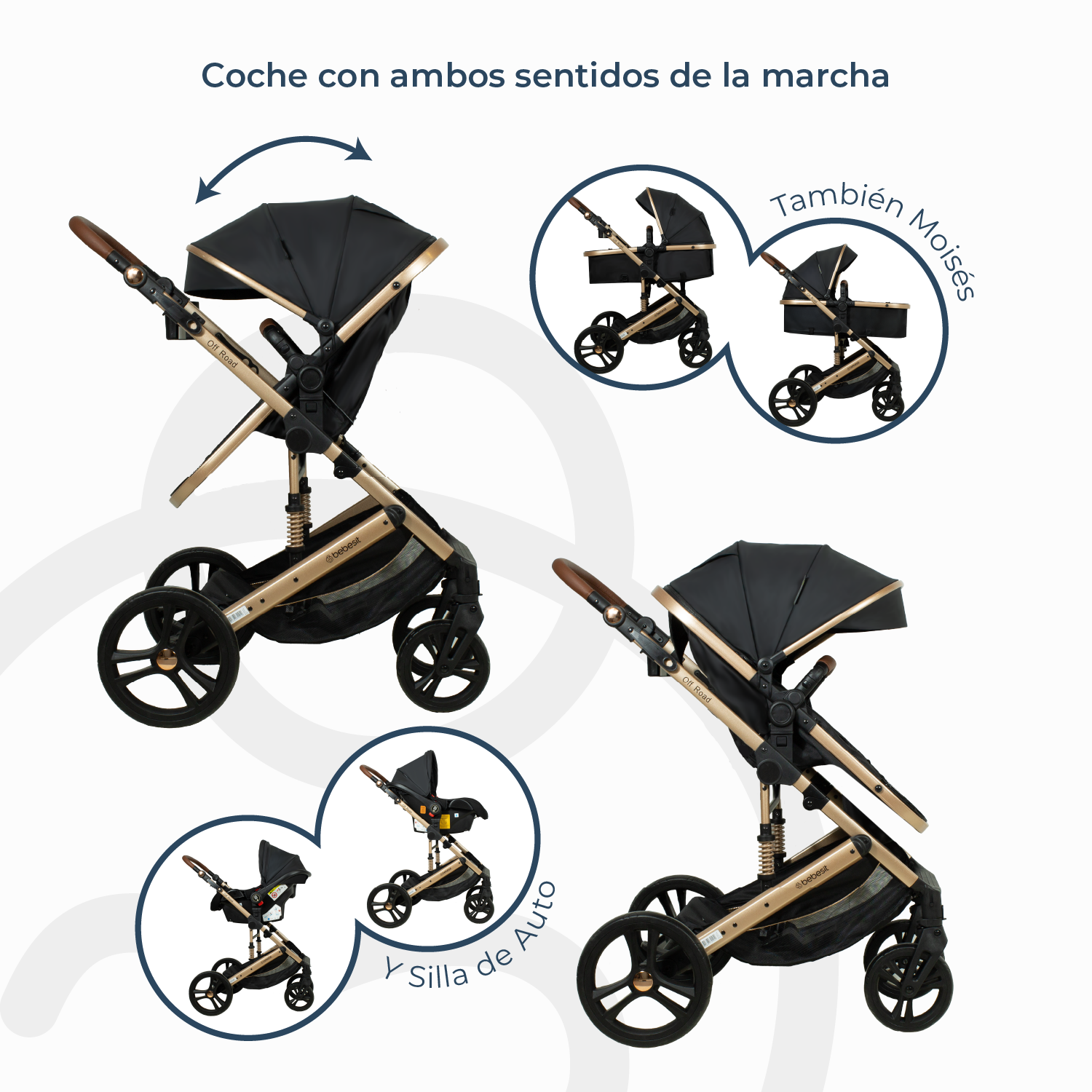 Coche Cuna Travel System Offroad Negro-8