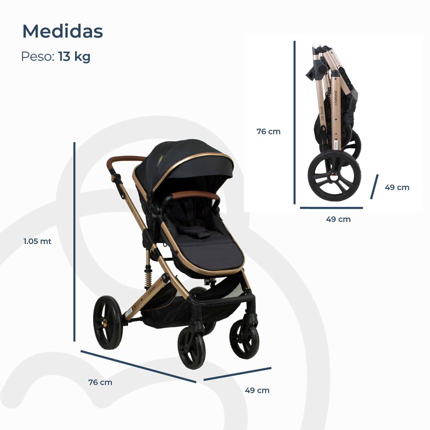 Coche Cuna Travel System Offroad Negro-9