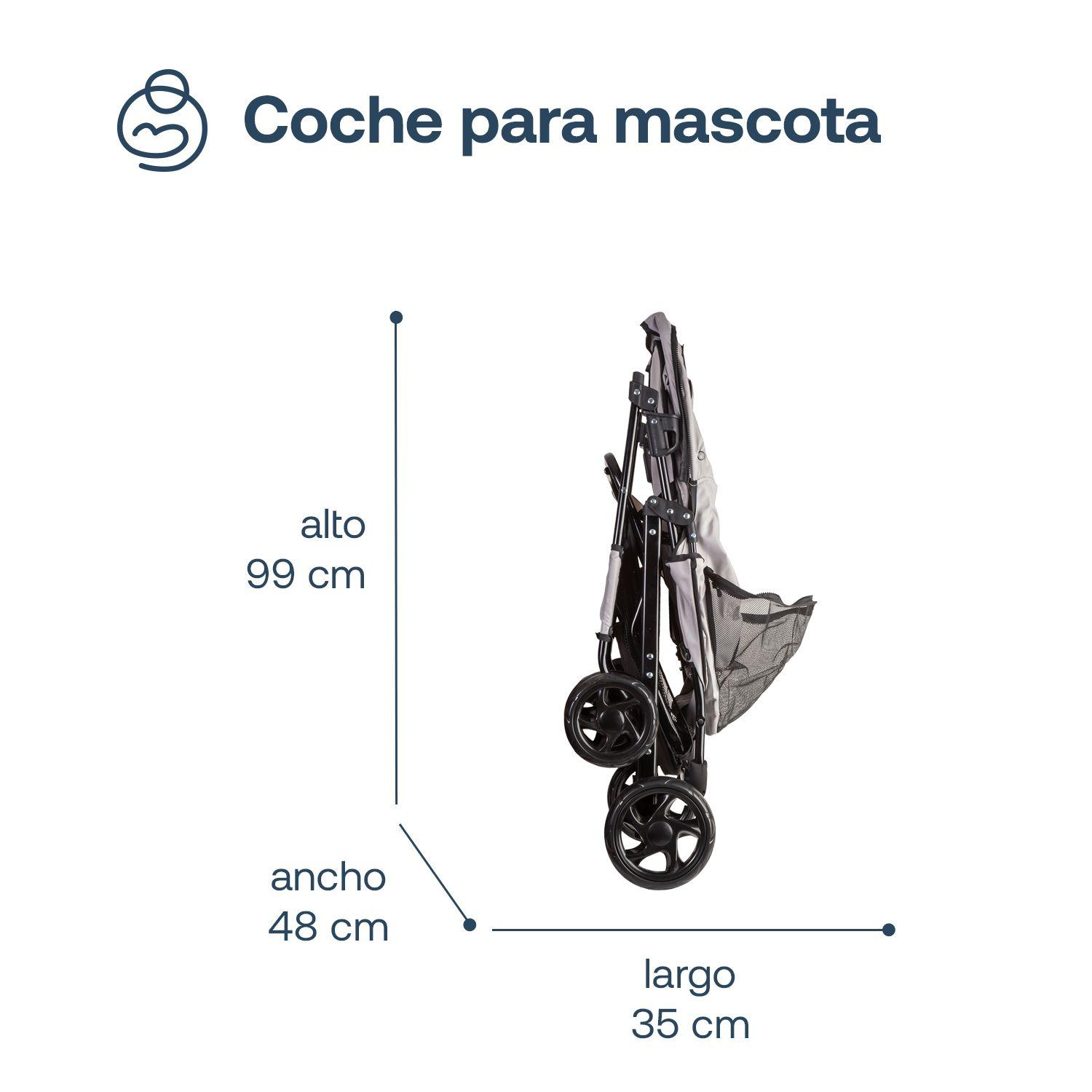Coche Mascotas Plegable 1 Perro Gato Gris BeePet by Bebesit-6