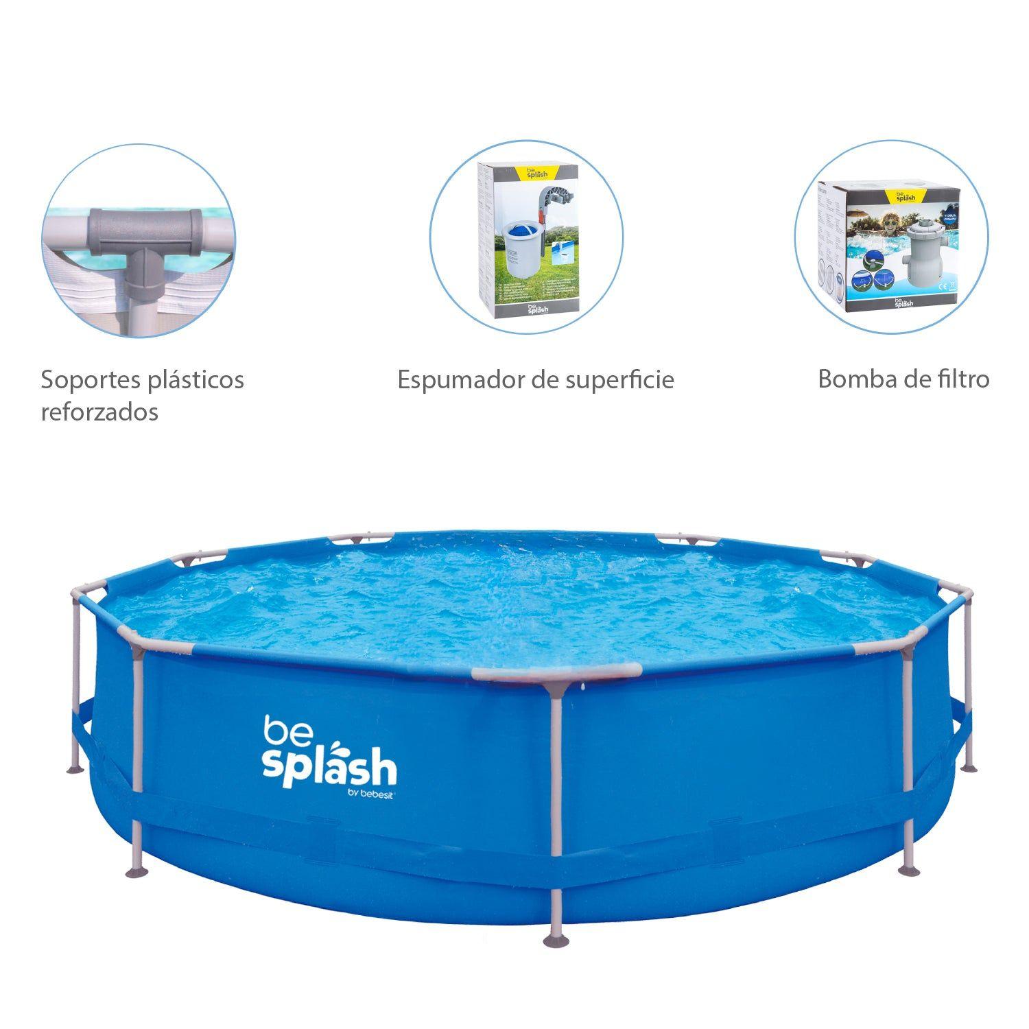 Piscina Estructural con Filtro y Skimmer 360x76cm BeSplash-9