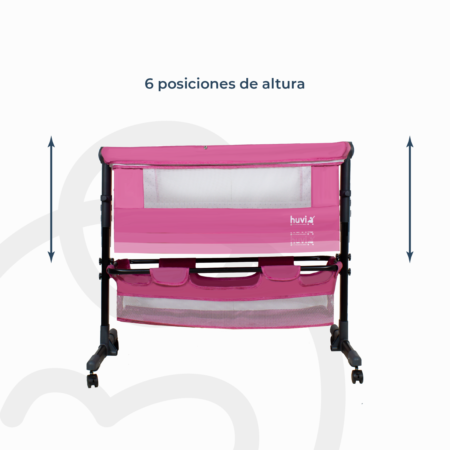 Cuna Colecho Cozy con Colchón Mosquitero y Canasto Rosa Huvi-5