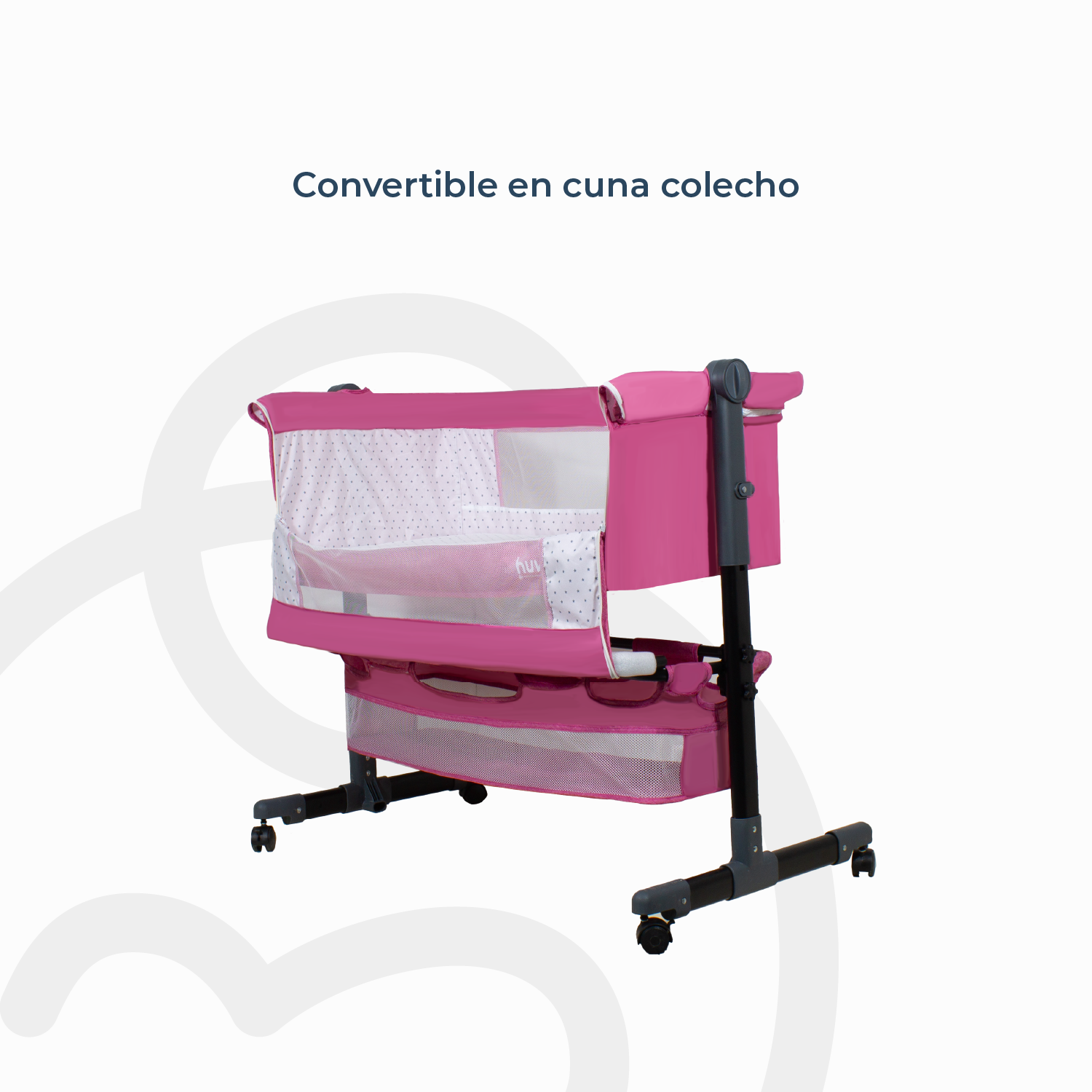 Cuna Colecho Cozy con Colchón Mosquitero y Canasto Rosa Huvi-7