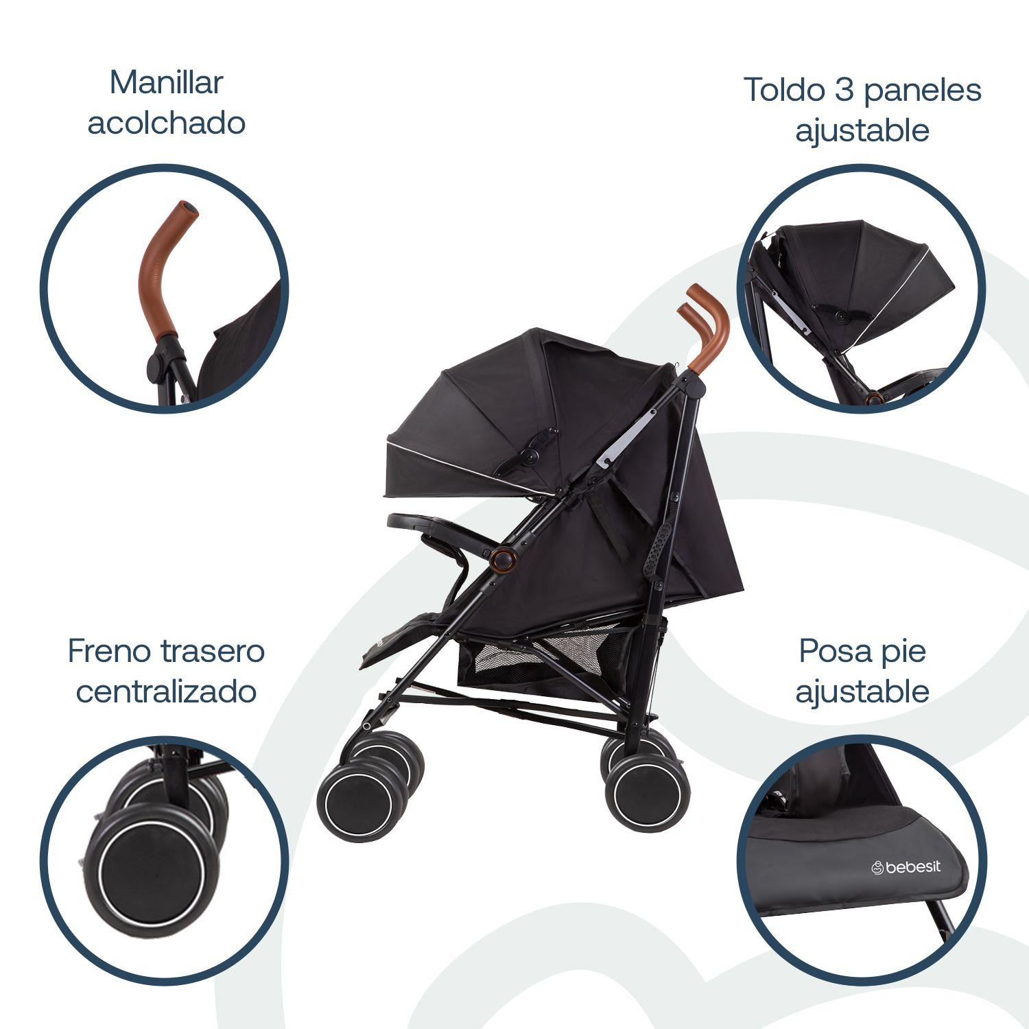 Coche Paragua Magic Ride Fiesta Negro Bebesit-3