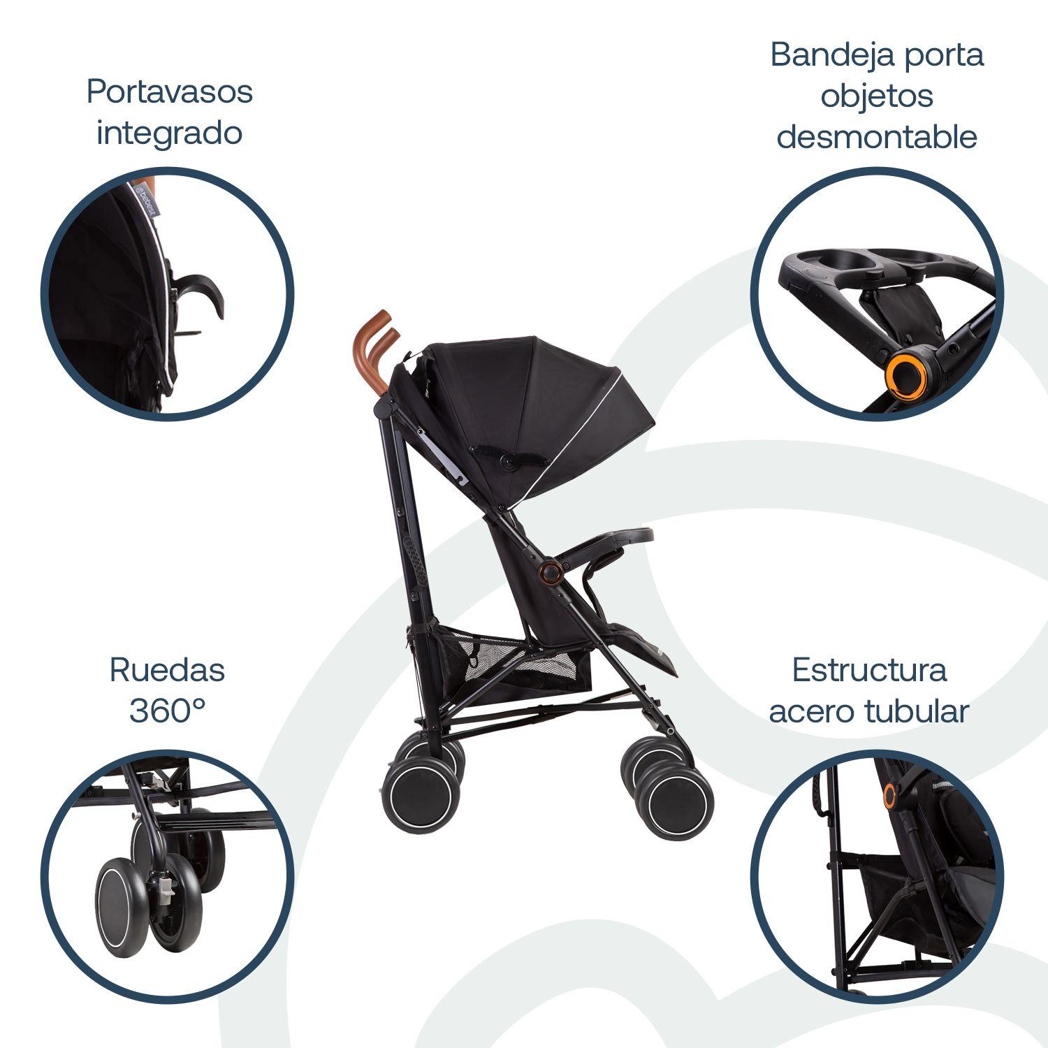 Coche Paragua Magic Ride Fiesta Negro Bebesit-3