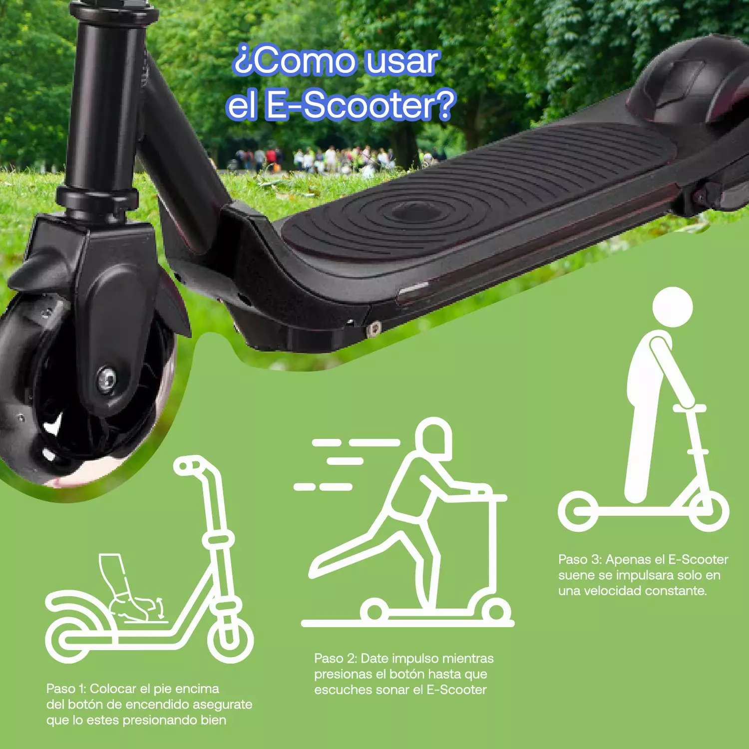 Monopatín Eléctrico Plegable E-Scooter 60W 24V2000mah Negro-2