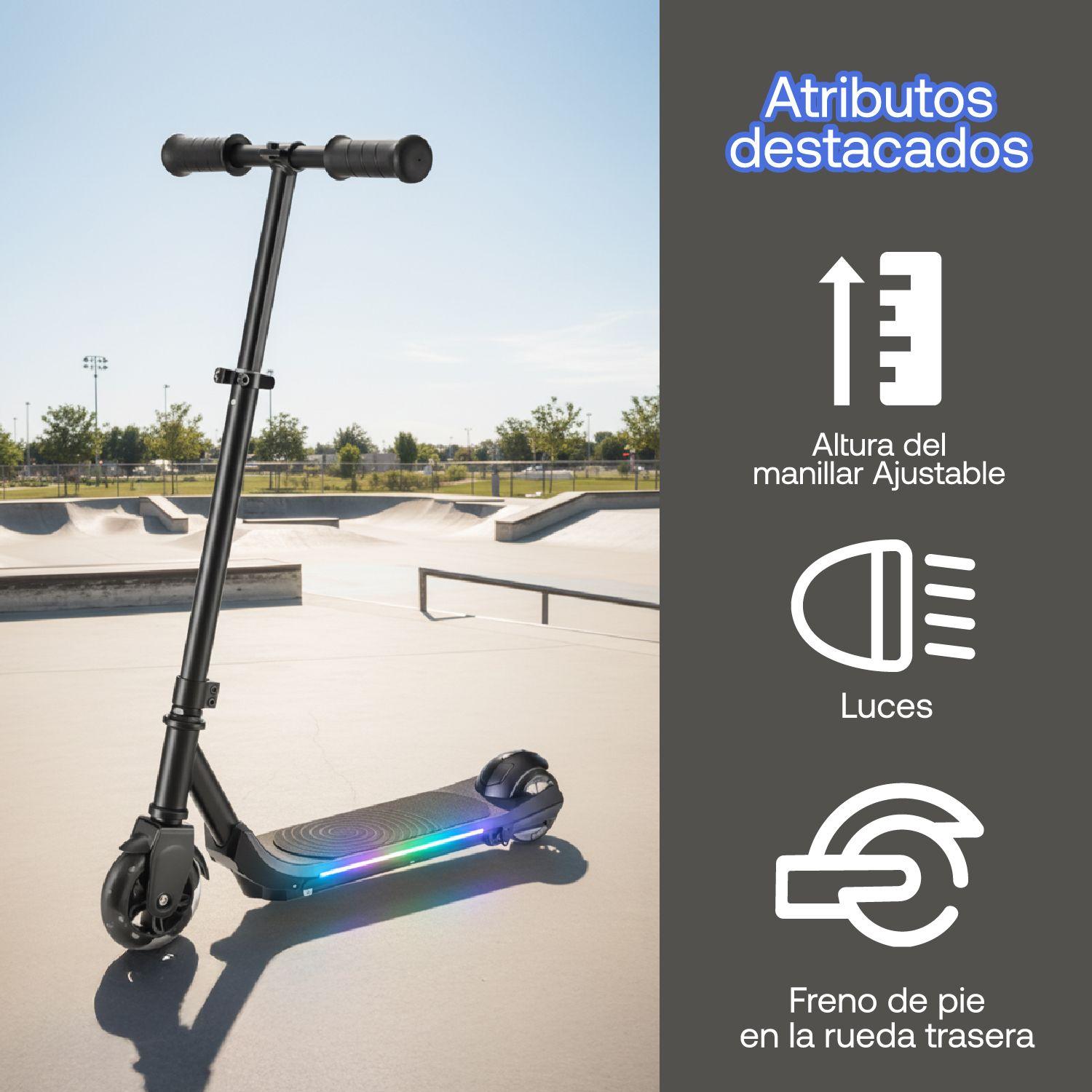Monopatín Eléctrico Plegable E-Scooter 60W 24V2000mah Negro-3