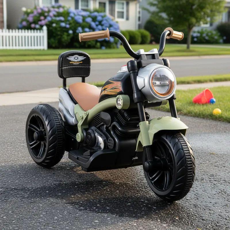 Moto Eléctrica Chopper Verde Bebesit-1