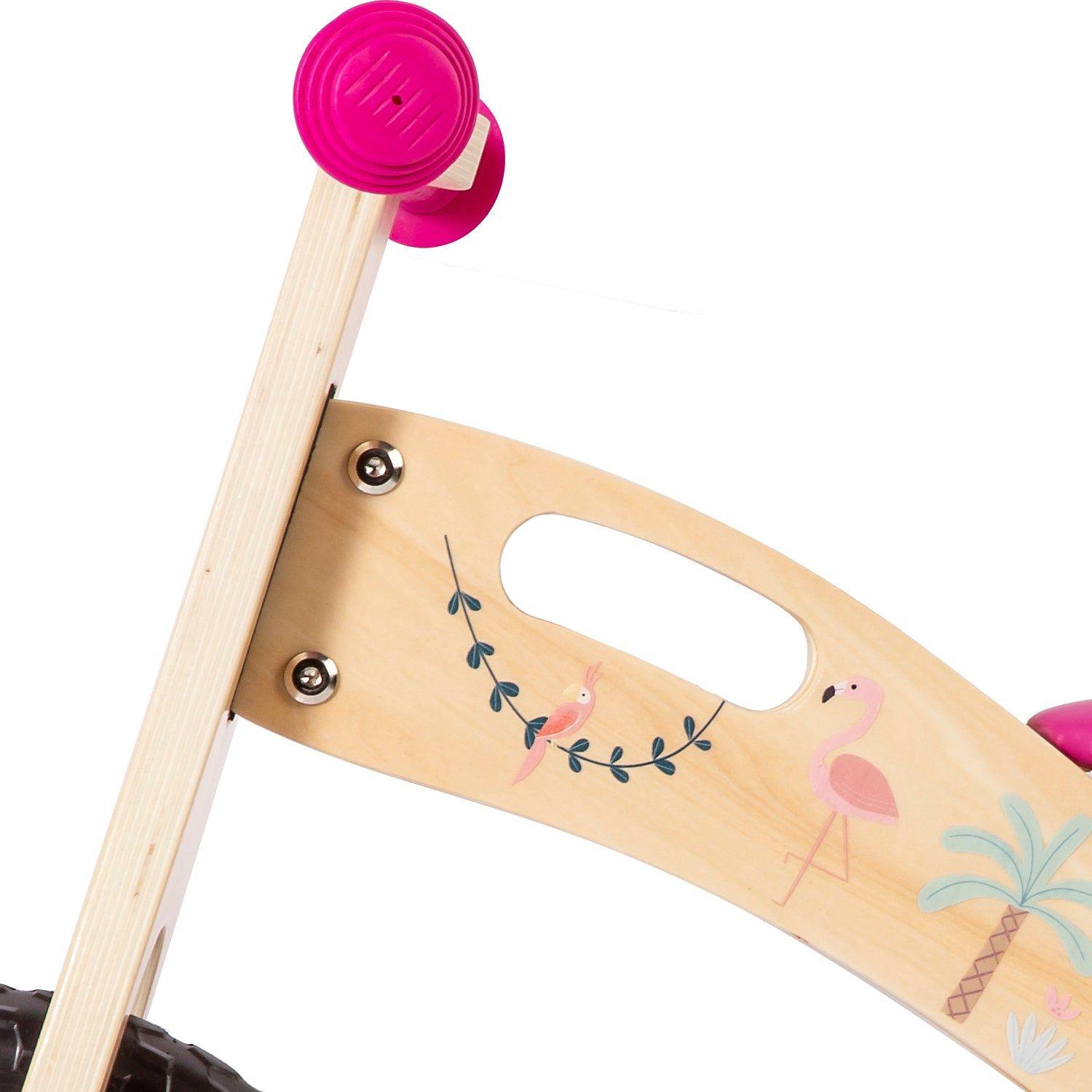 Bicicleta De Equilibrio Aprendizaje Madera Flamenco Rosa Bebesit-3