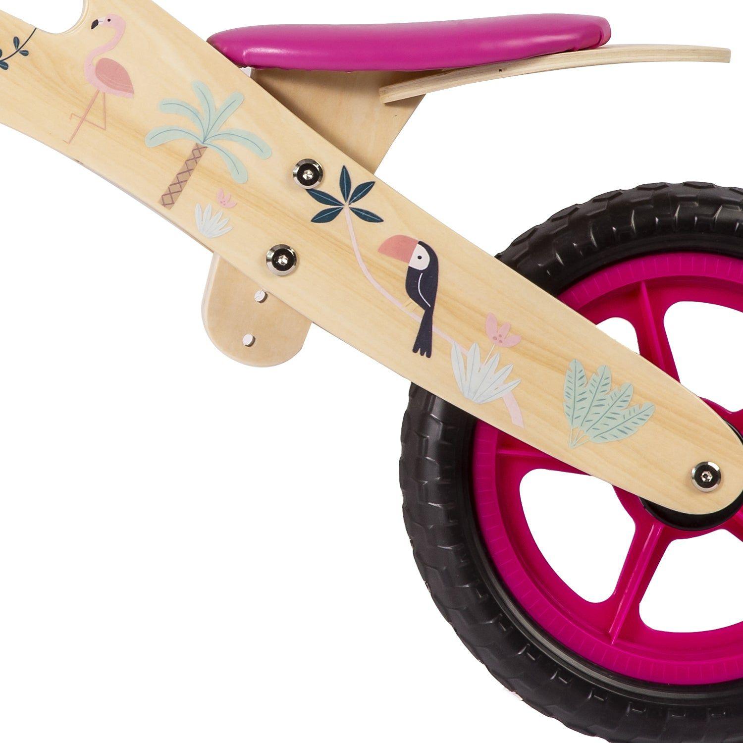 Bicicleta De Equilibrio Aprendizaje Madera Flamenco Rosa Bebesit-4
