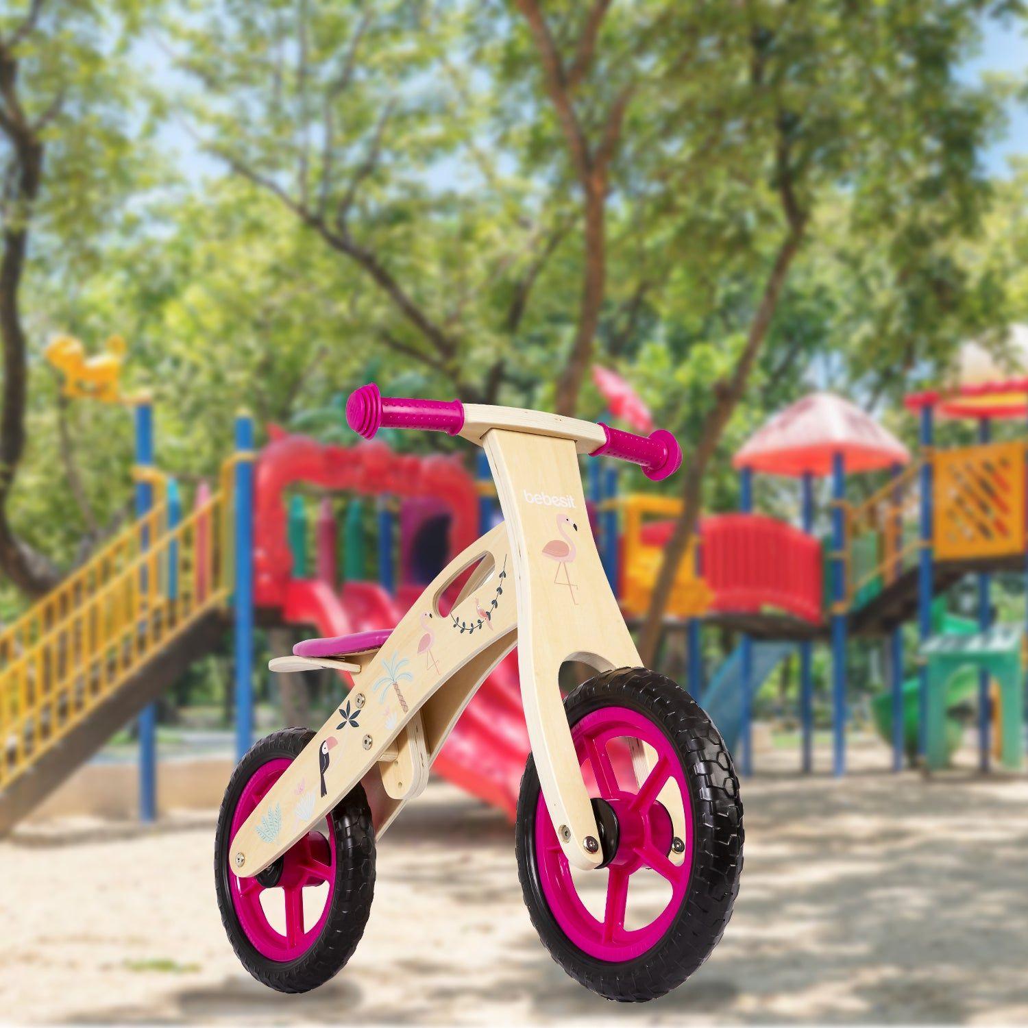 Bicicleta De Equilibrio Aprendizaje Madera Flamenco Rosa Bebesit-9