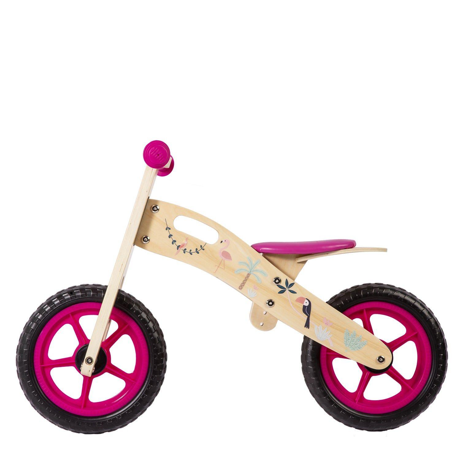 Bicicleta De Equilibrio Aprendizaje Madera Flamenco Rosa Bebesit-2