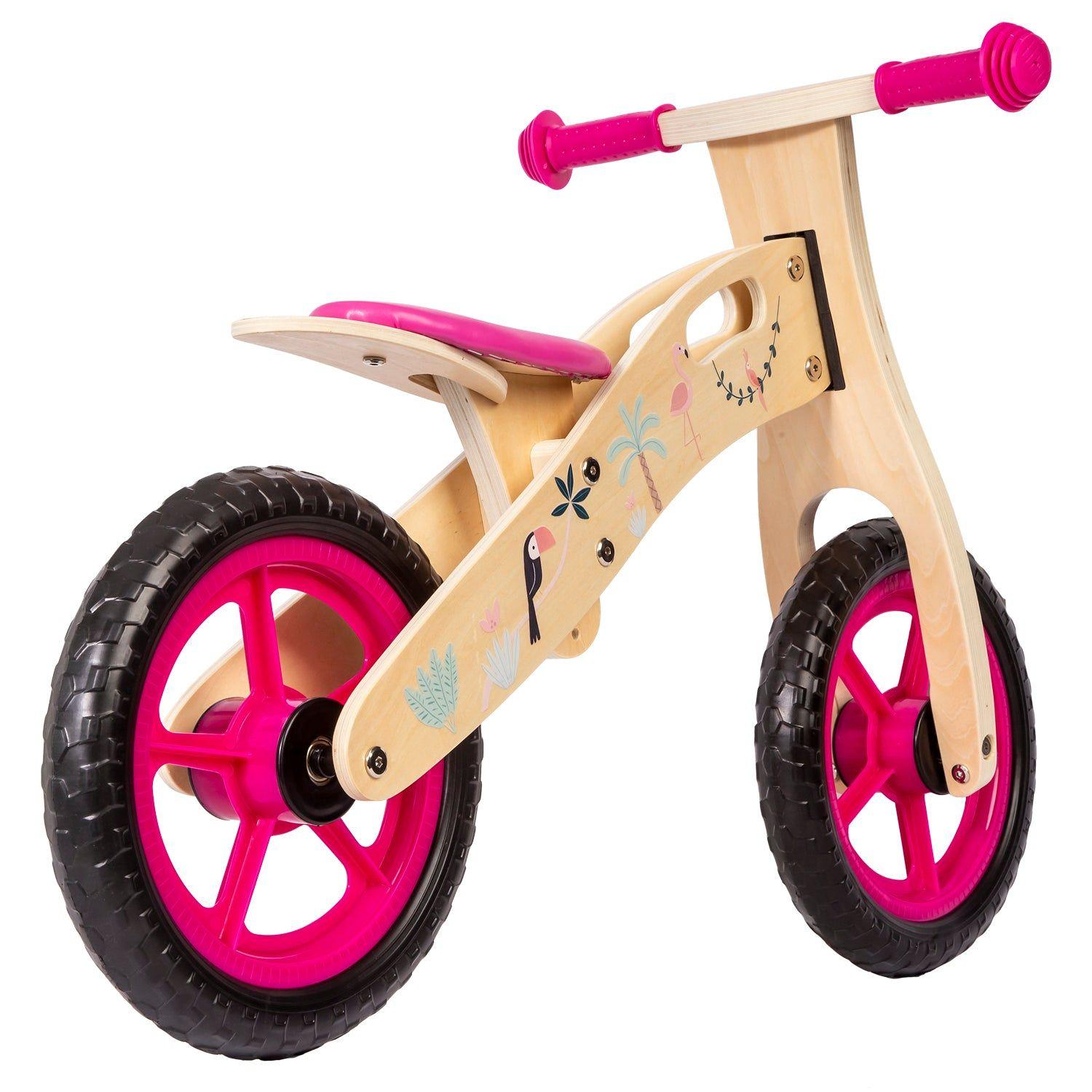 Bicicleta De Equilibrio Aprendizaje Madera Flamenco Rosa Bebesit-3