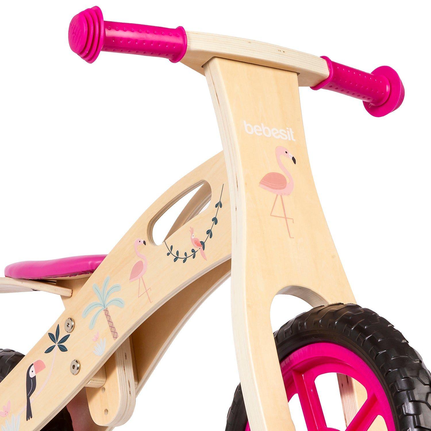 Bicicleta De Equilibrio Aprendizaje Madera Flamenco Rosa Bebesit-6