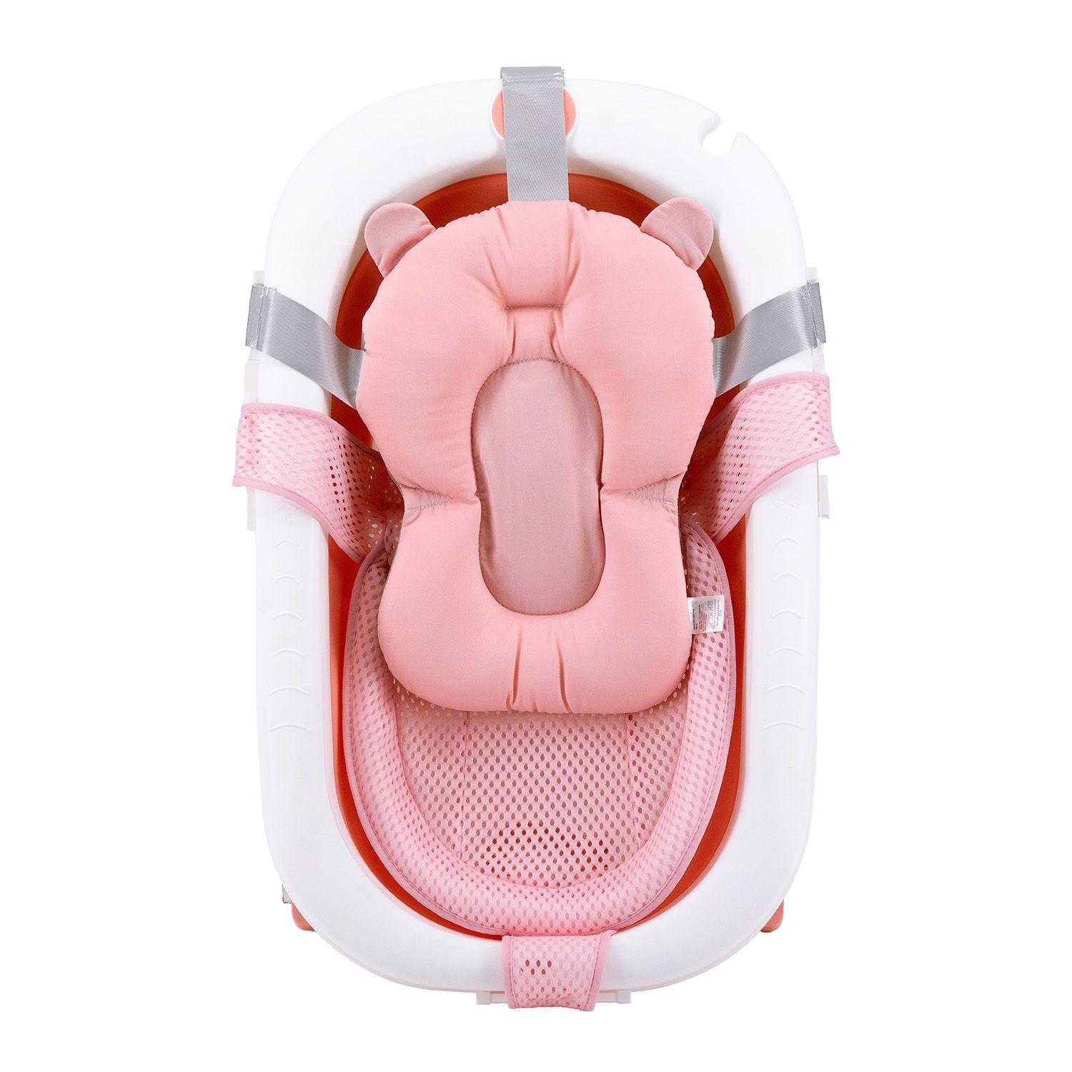 Bañera Plegable Bebe con Cojin Almohada y reductor Rosada-4
