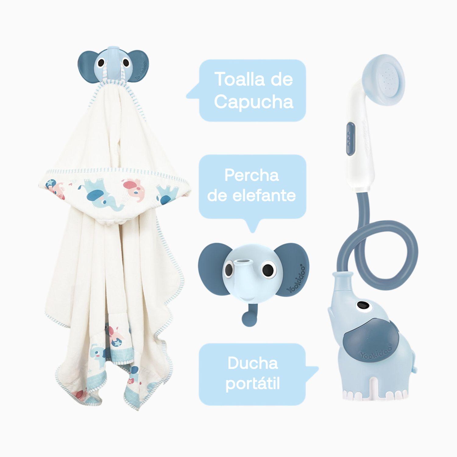 Set de Baño Ducha Elefante y Toalla Azul Yookidoo-3