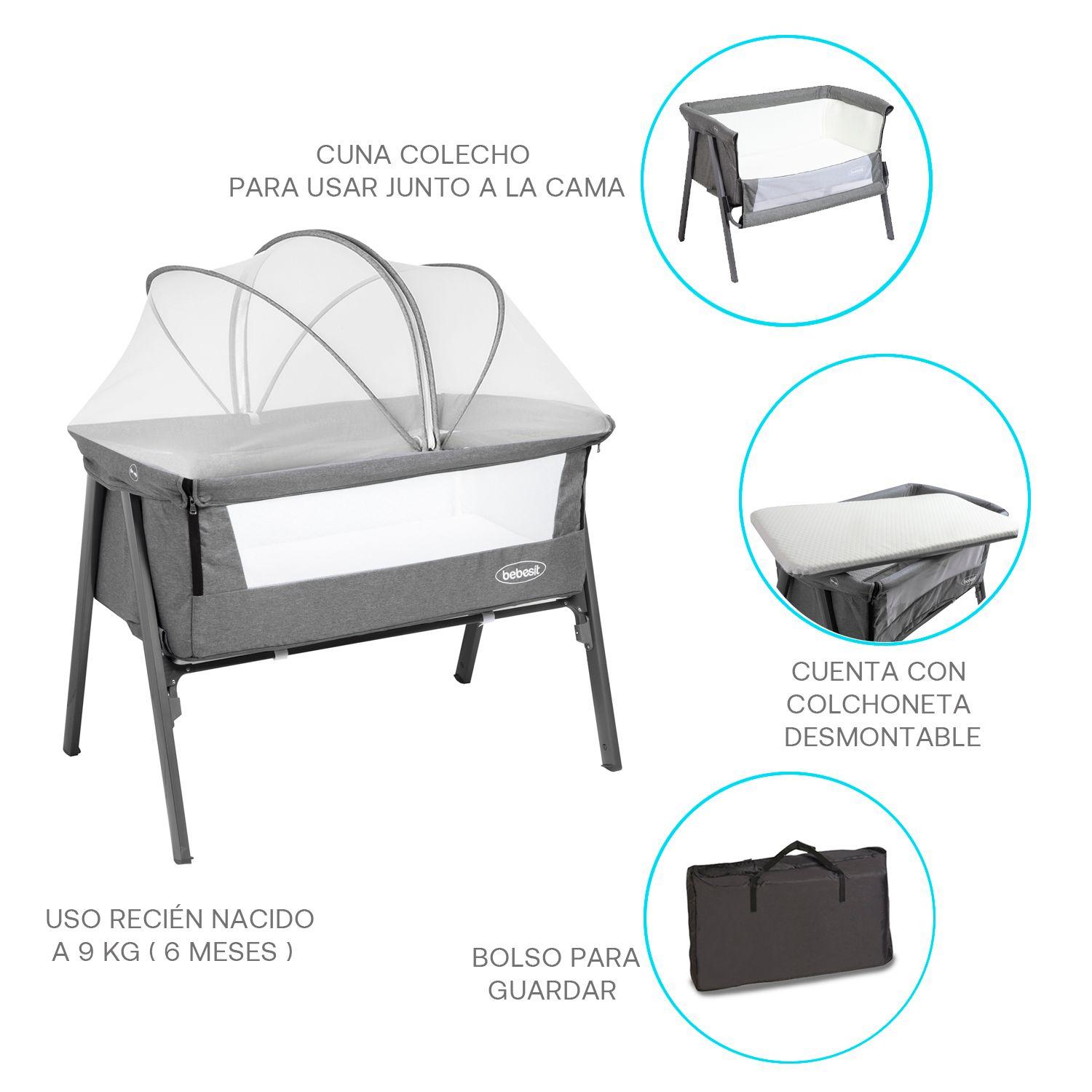 Cuna Colecho Easy LX con Mosquitero Gris-4
