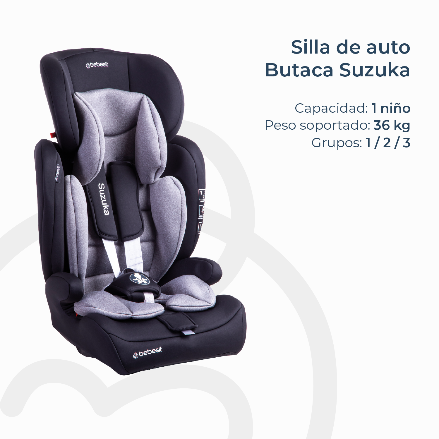Silla de Auto Bebesit Butaca Suzuka - Gris-2