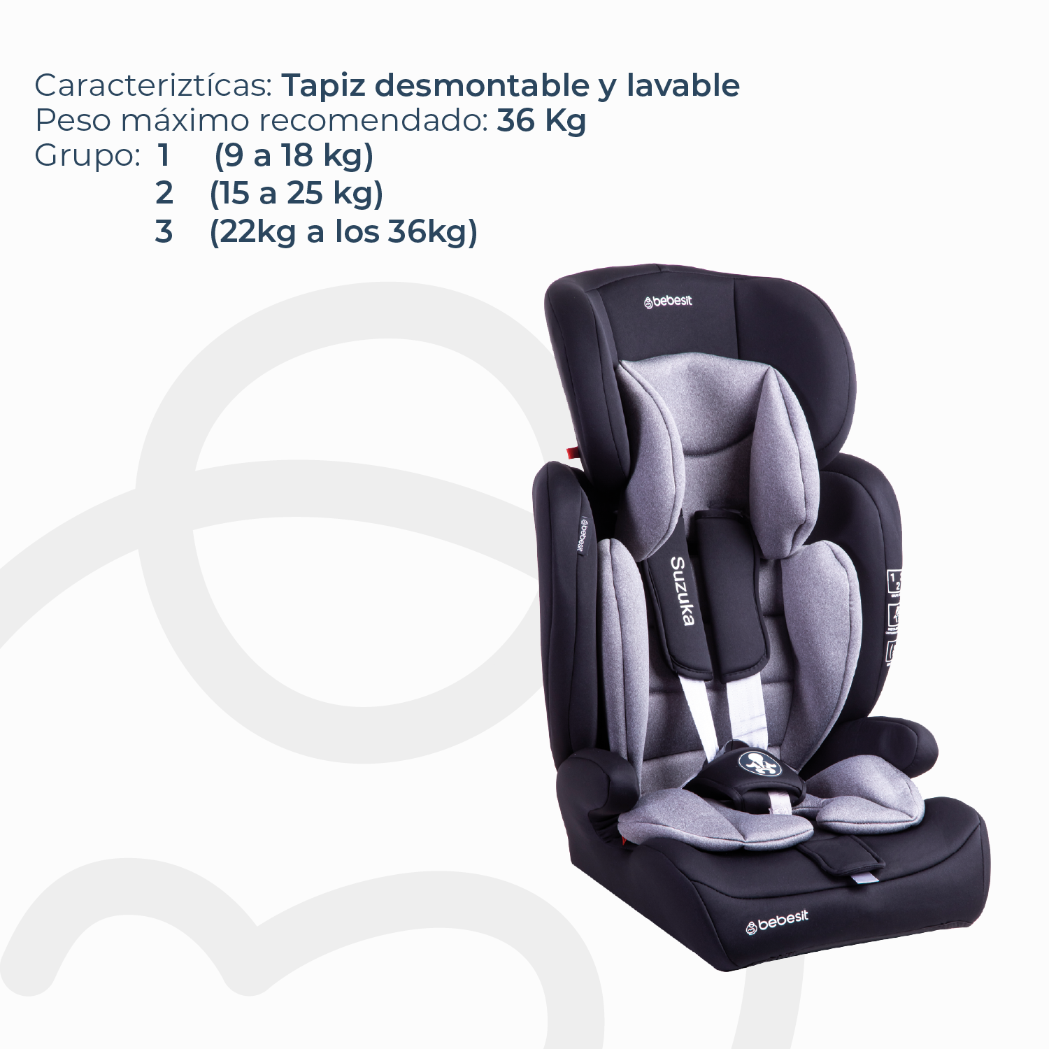 Silla de Auto Bebesit Butaca Suzuka - Gris-4