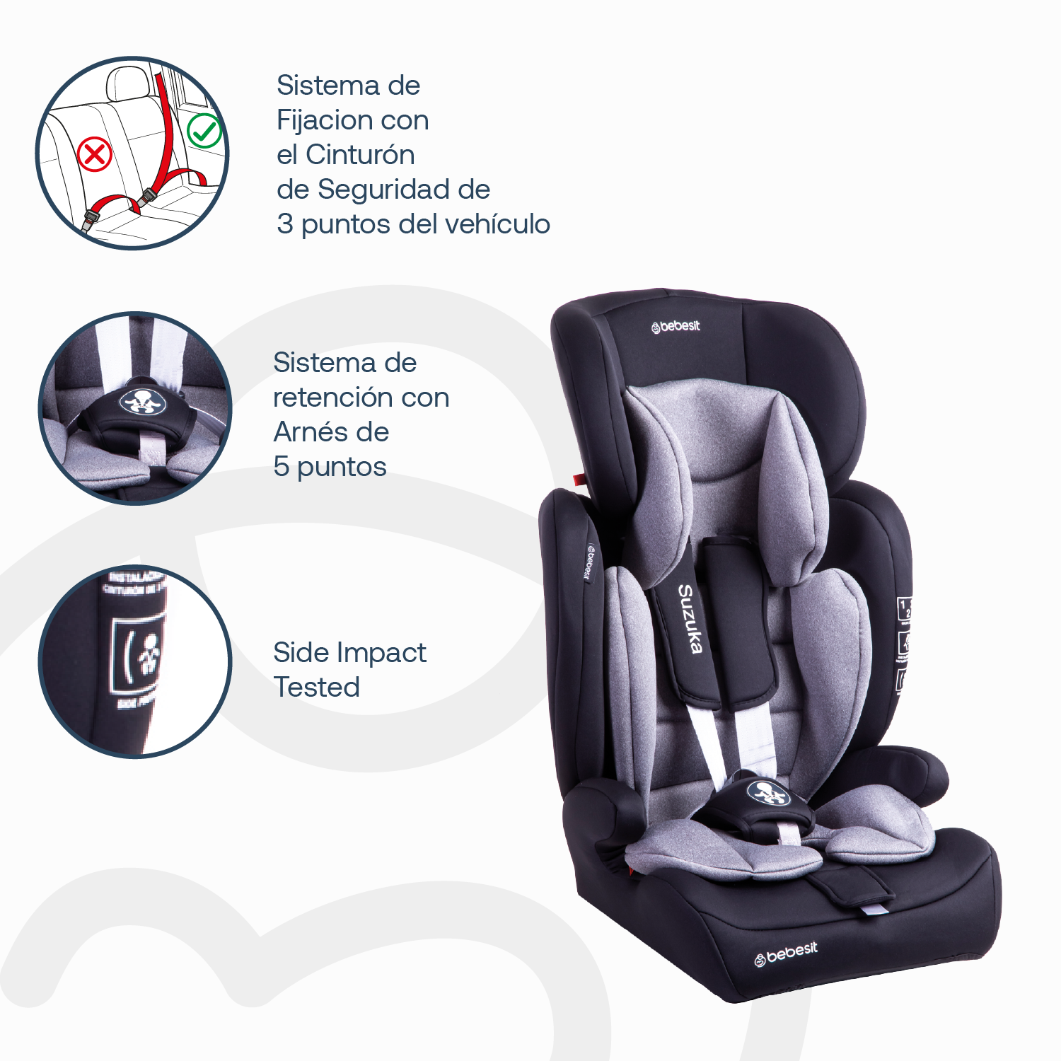 Silla de Auto Bebesit Butaca Suzuka - Gris-5