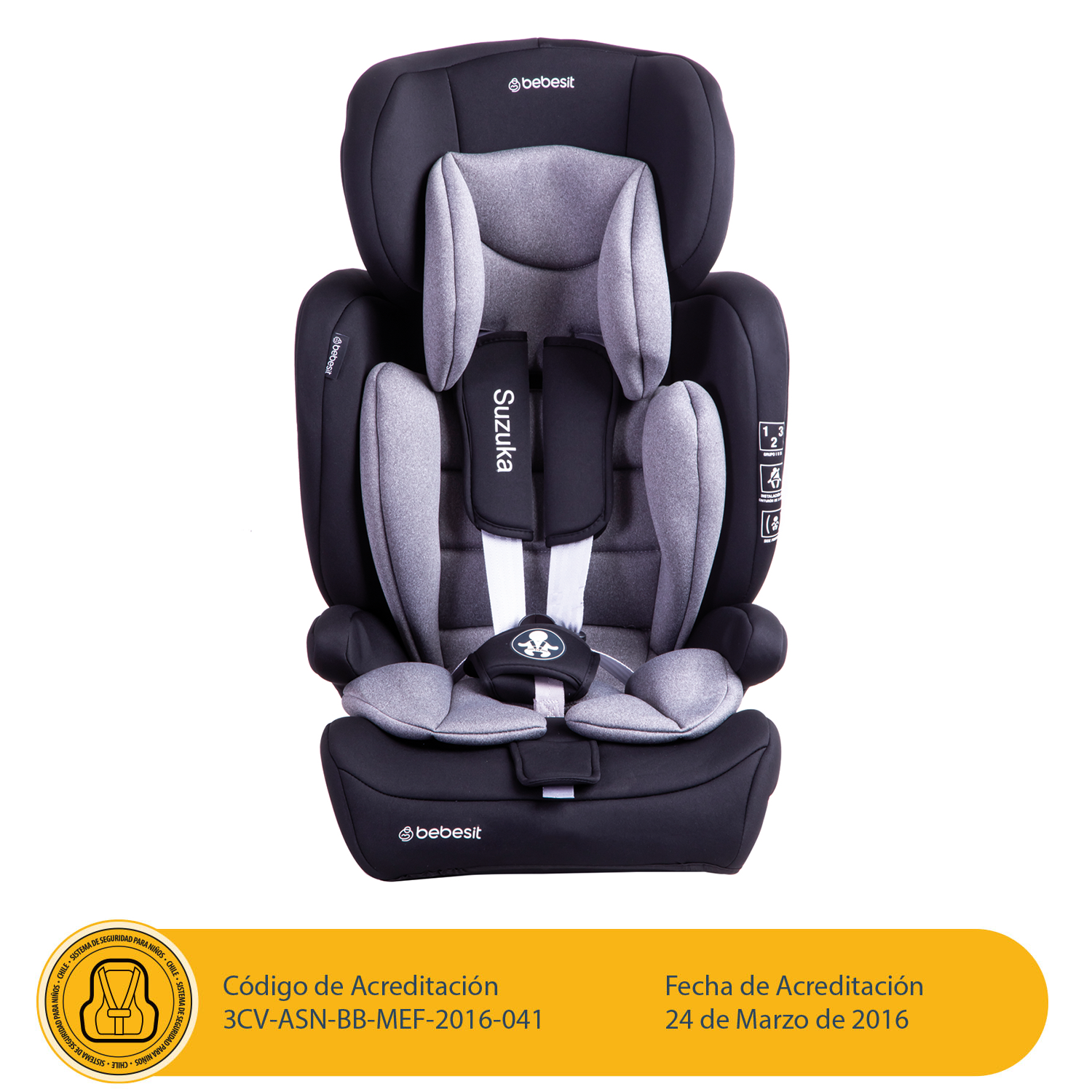 Silla de Auto Butaca Suzuka Gris-1