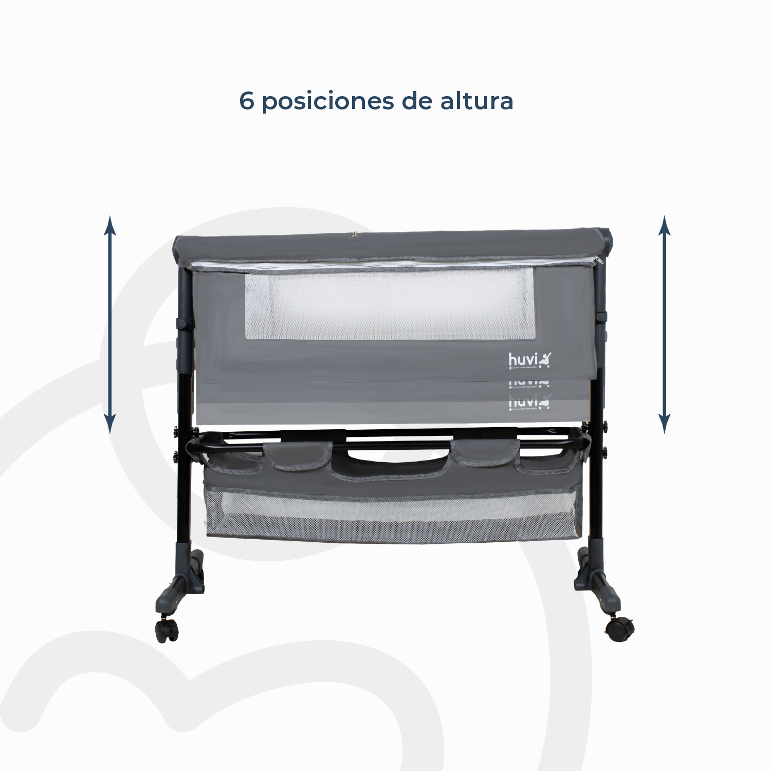 Cuna Colecho Cozy con Colchón Mosquitero y Canasto Gris Huvi-5