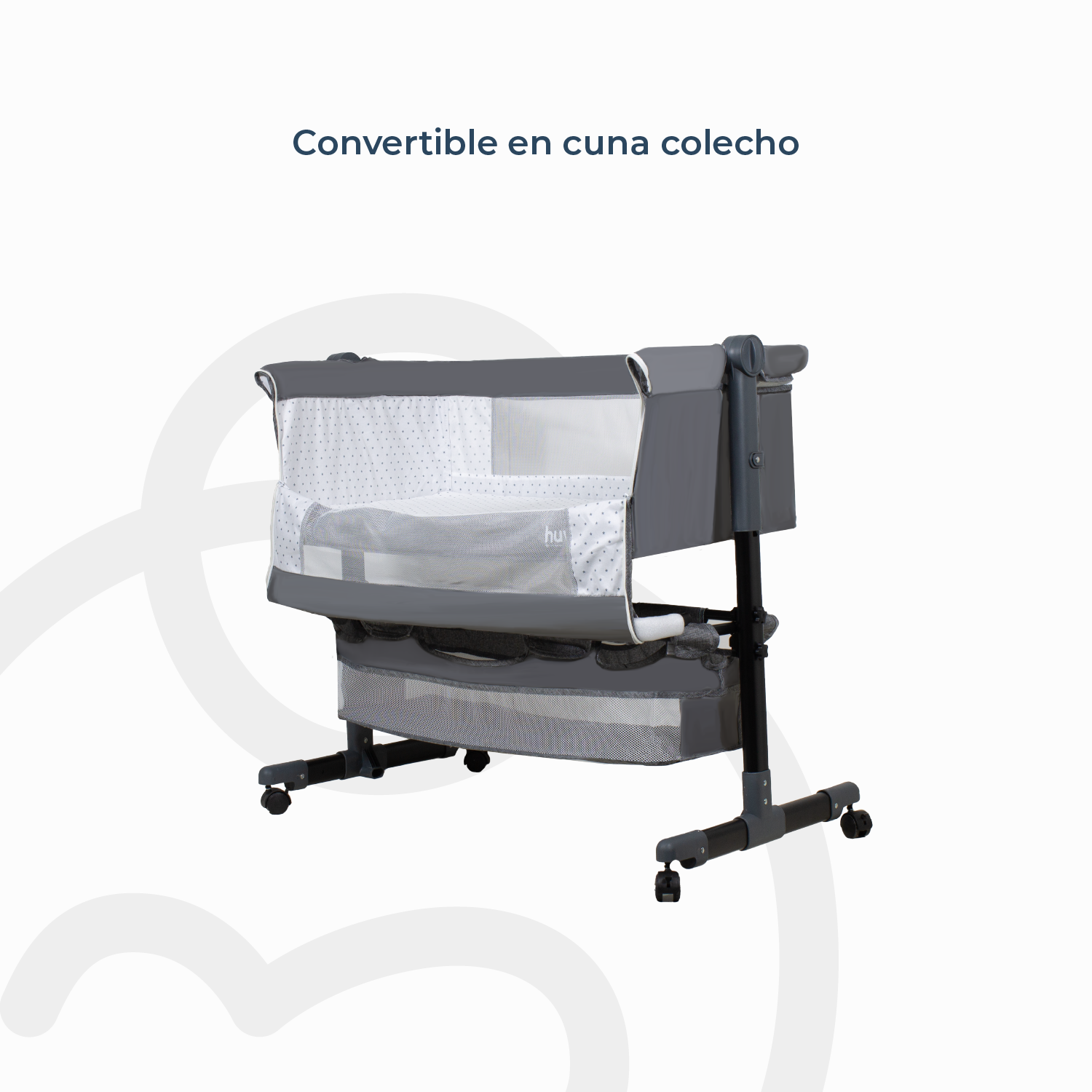 Cuna Colecho Cozy con Colchón Mosquitero y Canasto Gris Huvi-6