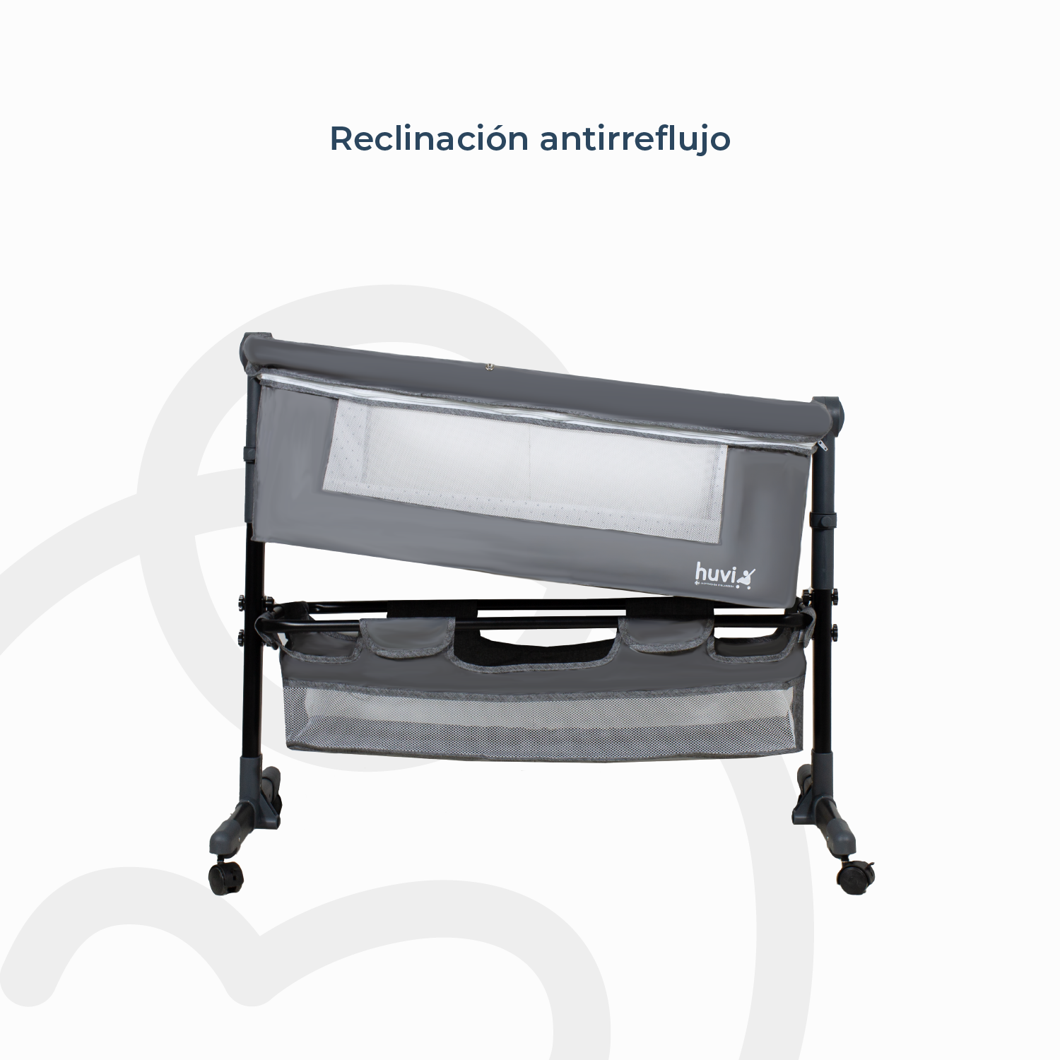 Cuna Colecho Cozy con Colchón Mosquitero y Canasto Gris Huvi-5