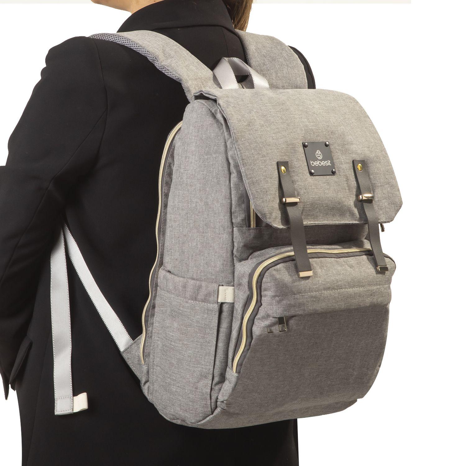 Mochila Maternal Mudador Bebesit Melange Gris-2