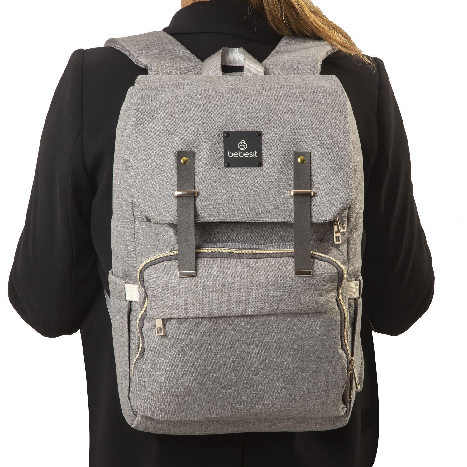 Mochila Maternal Mudador Bebesit Melange Gris-3