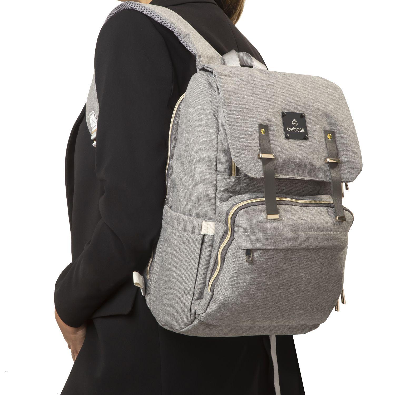 Mochila Maternal Mudador Bebesit Melange Gris-4