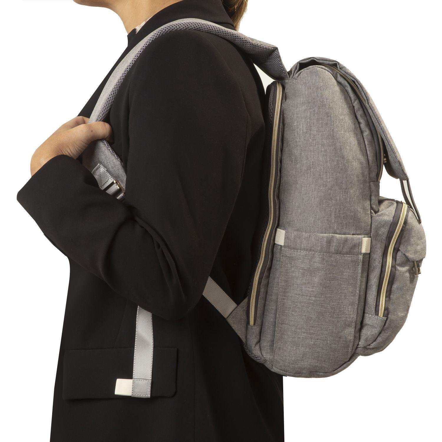 Mochila Maternal Mudador Bebesit Melange Gris-5