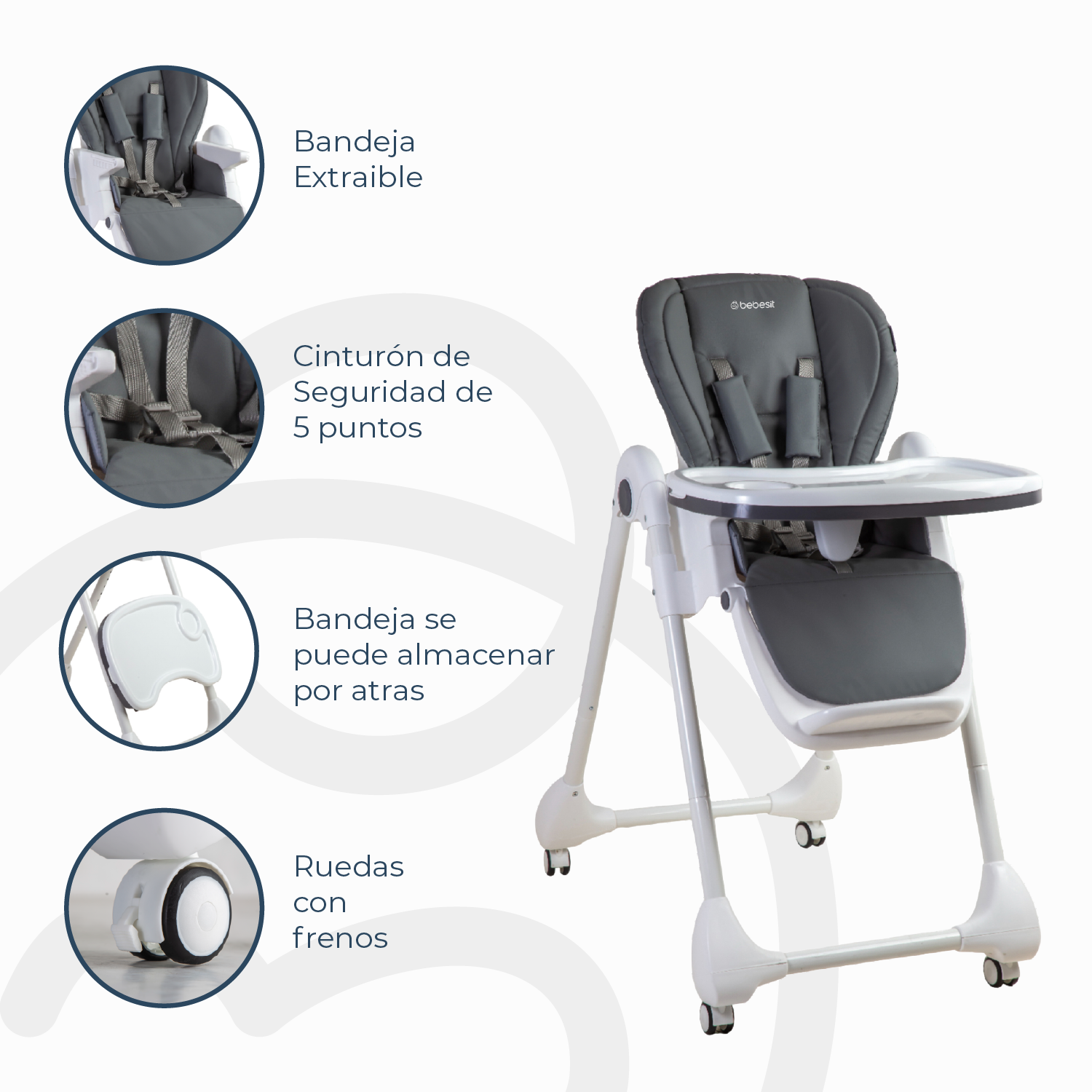 Silla de Comer EasyFeed Gris Bebesit-2