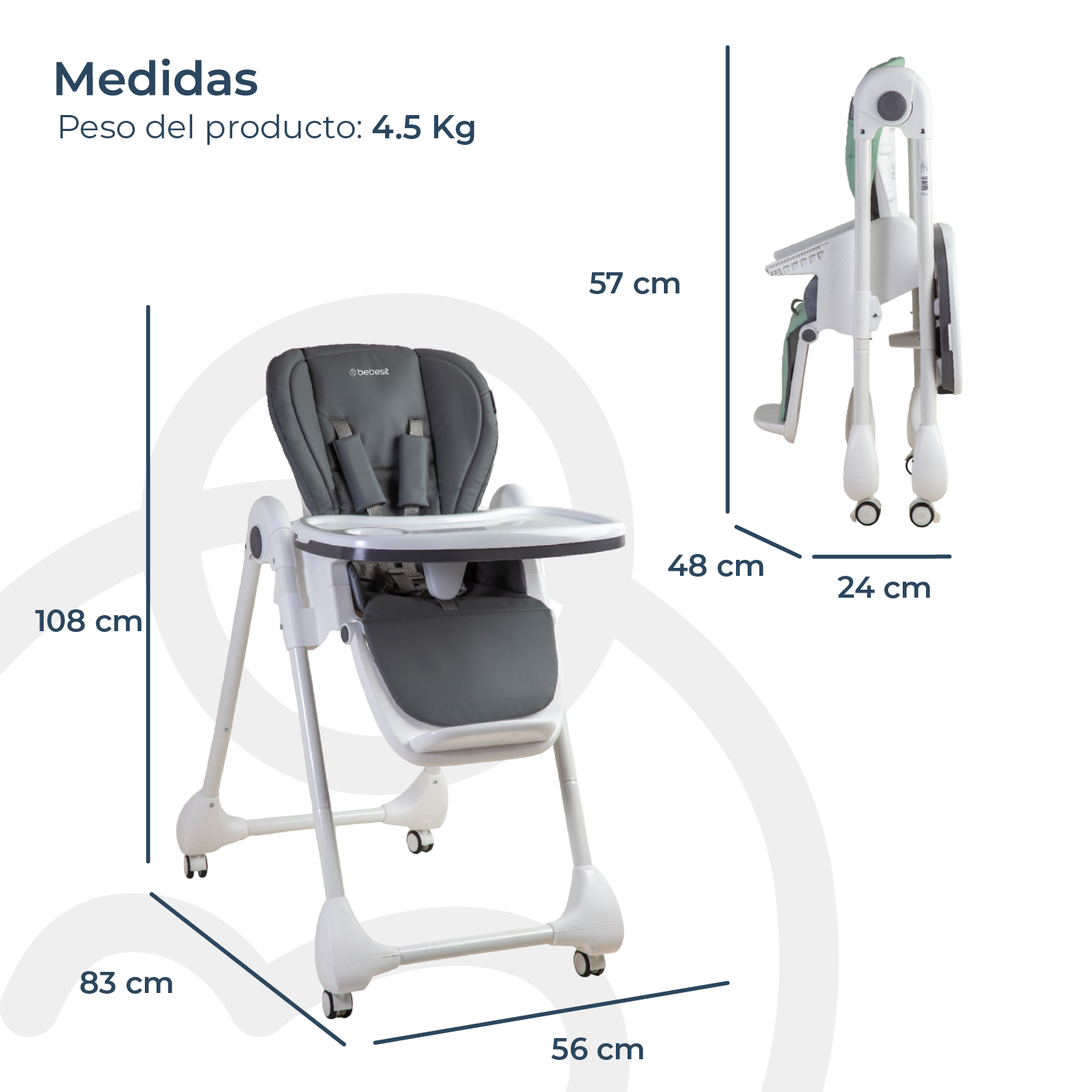 Silla de Comer EasyFeed Gris Bebesit-6