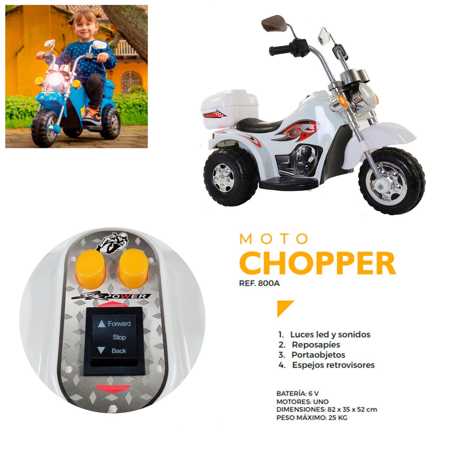 Moto Eléctrica Chopper Blanco Bebesit-3