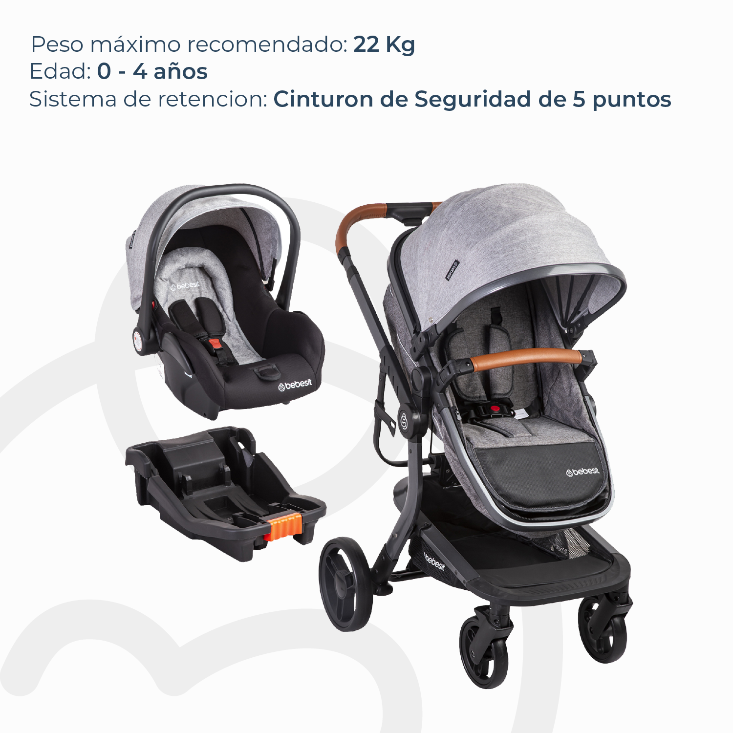 Coche Travel System Taurus Gris-6