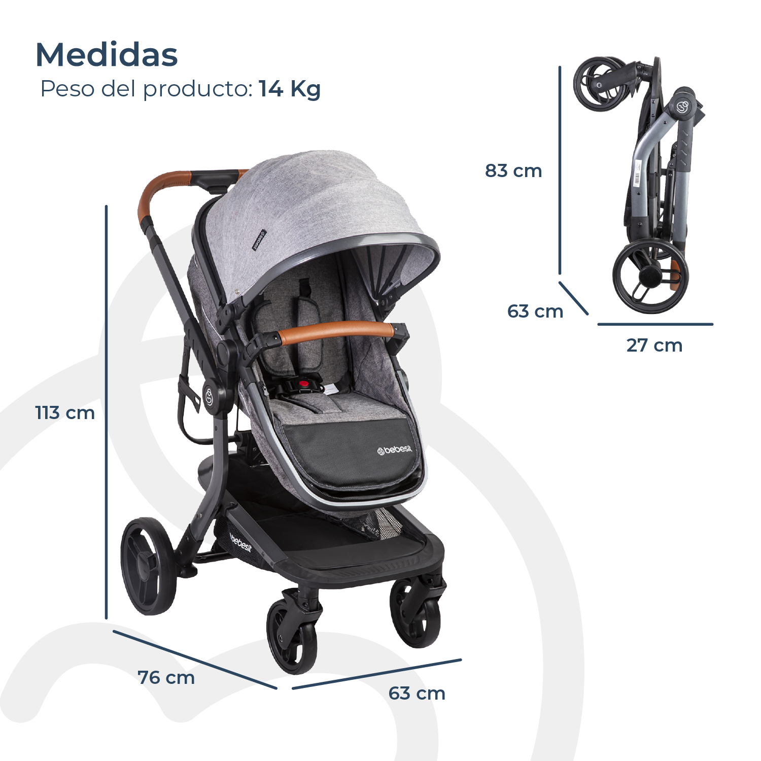Coche Travel System Taurus Gris-8
