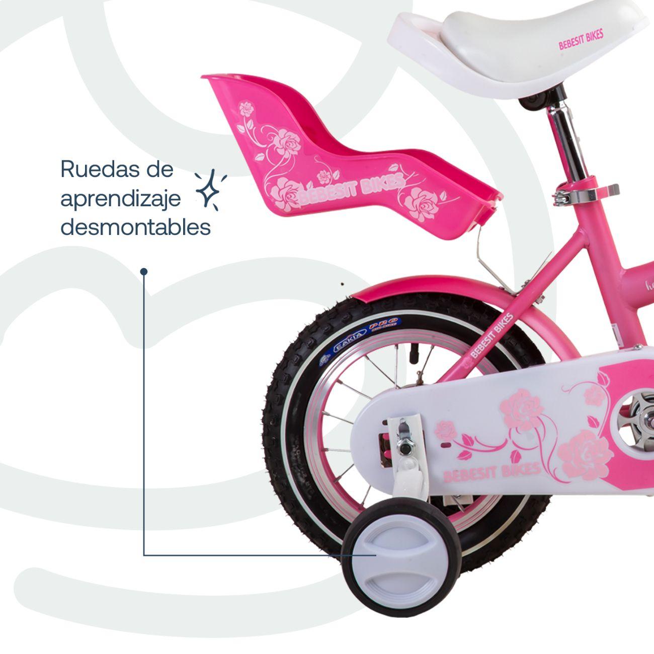Bicicleta Infantil Queen Aro 12 Rosada Bebesit-5