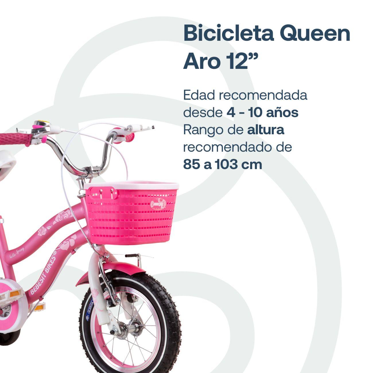 Bicicleta Infantil Queen Aro 12 Rosada Bebesit-2