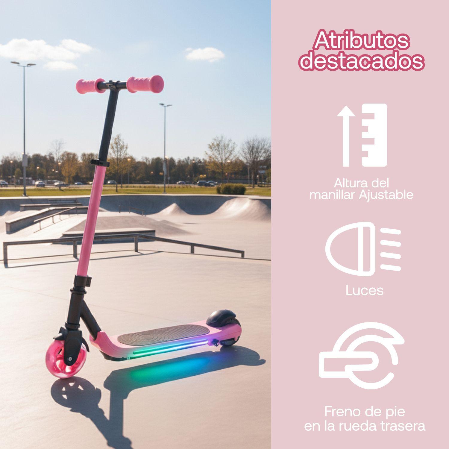 Monopatín Eléctrico Plegable E-Scooter 60W 24V2000mah Rosado-3