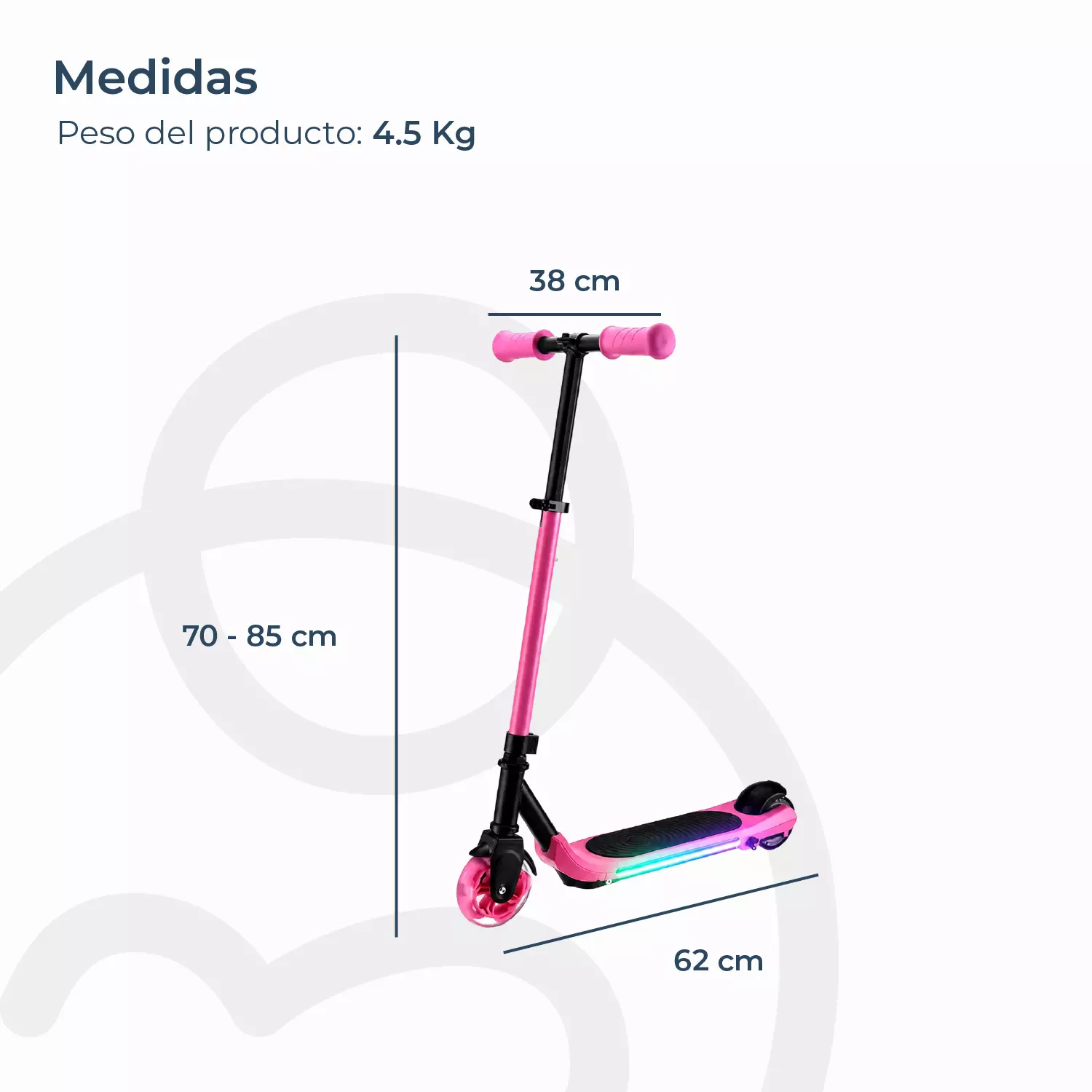 Monopatín Eléctrico Plegable E-Scooter 60W 24V2000mah Rosado-6