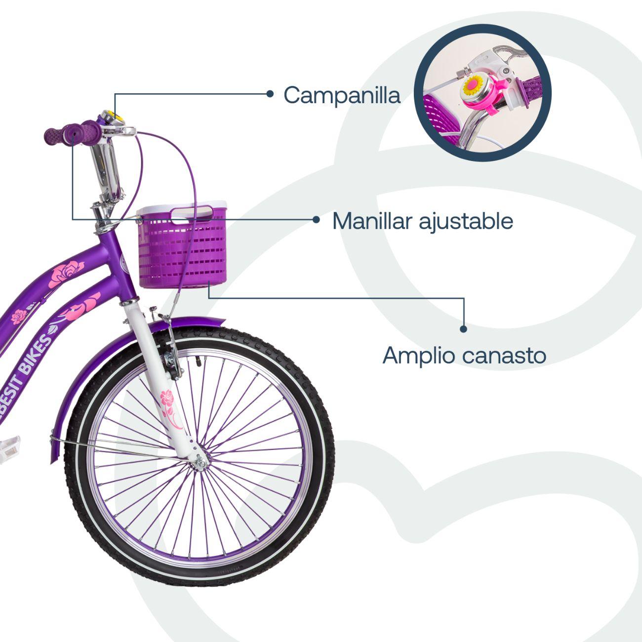 Bicicleta Infantil Queen Aro 20 Morada Bebesit-2