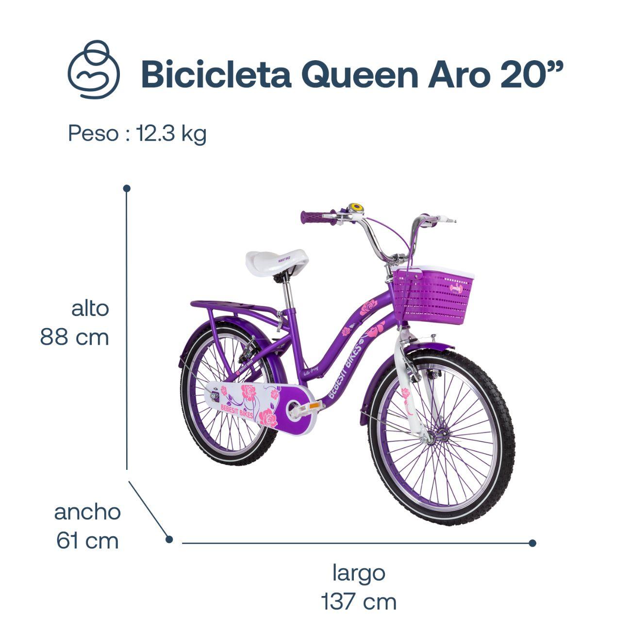 Bicicleta Infantil Queen Aro 20 Morada Bebesit-7